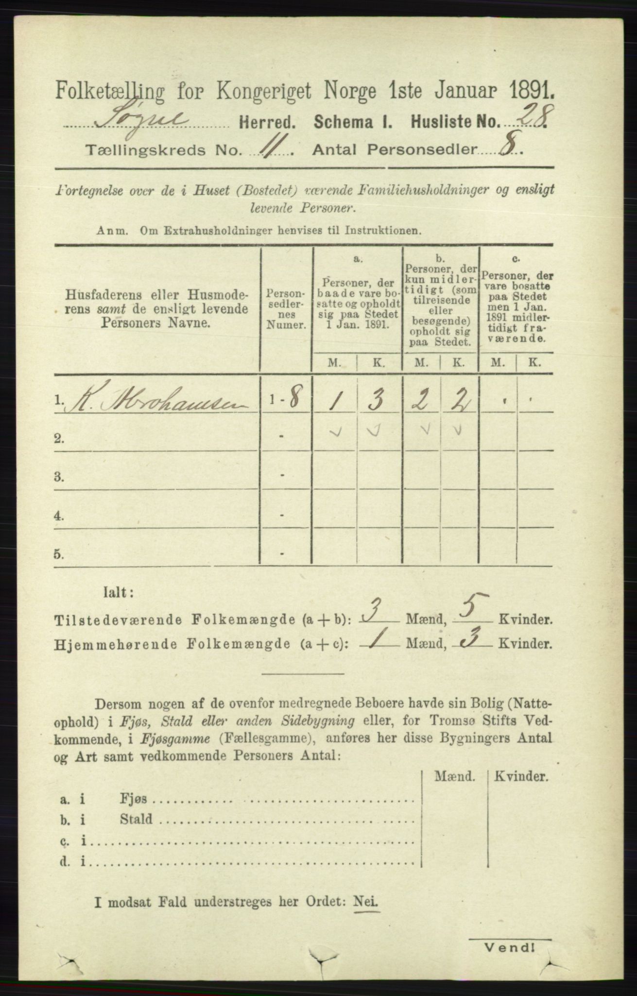 RA, Folketelling 1891 for 1018 Søgne herred, 1891, s. 2917