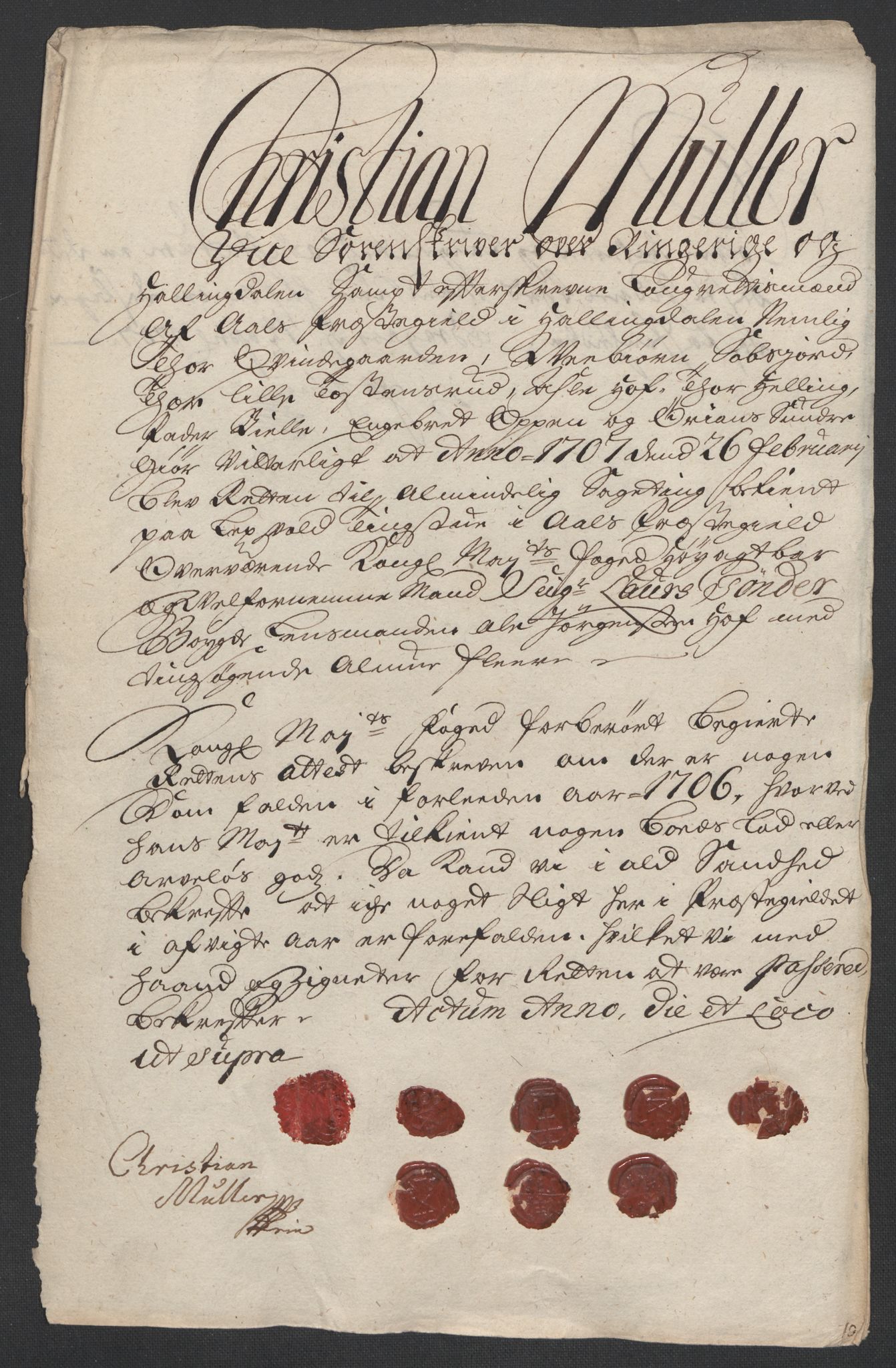 Rentekammeret inntil 1814, Reviderte regnskaper, Fogderegnskap, AV/RA-EA-4092/R22/L1465: Fogderegnskap Ringerike, Hallingdal og Buskerud, 1706, s. 173