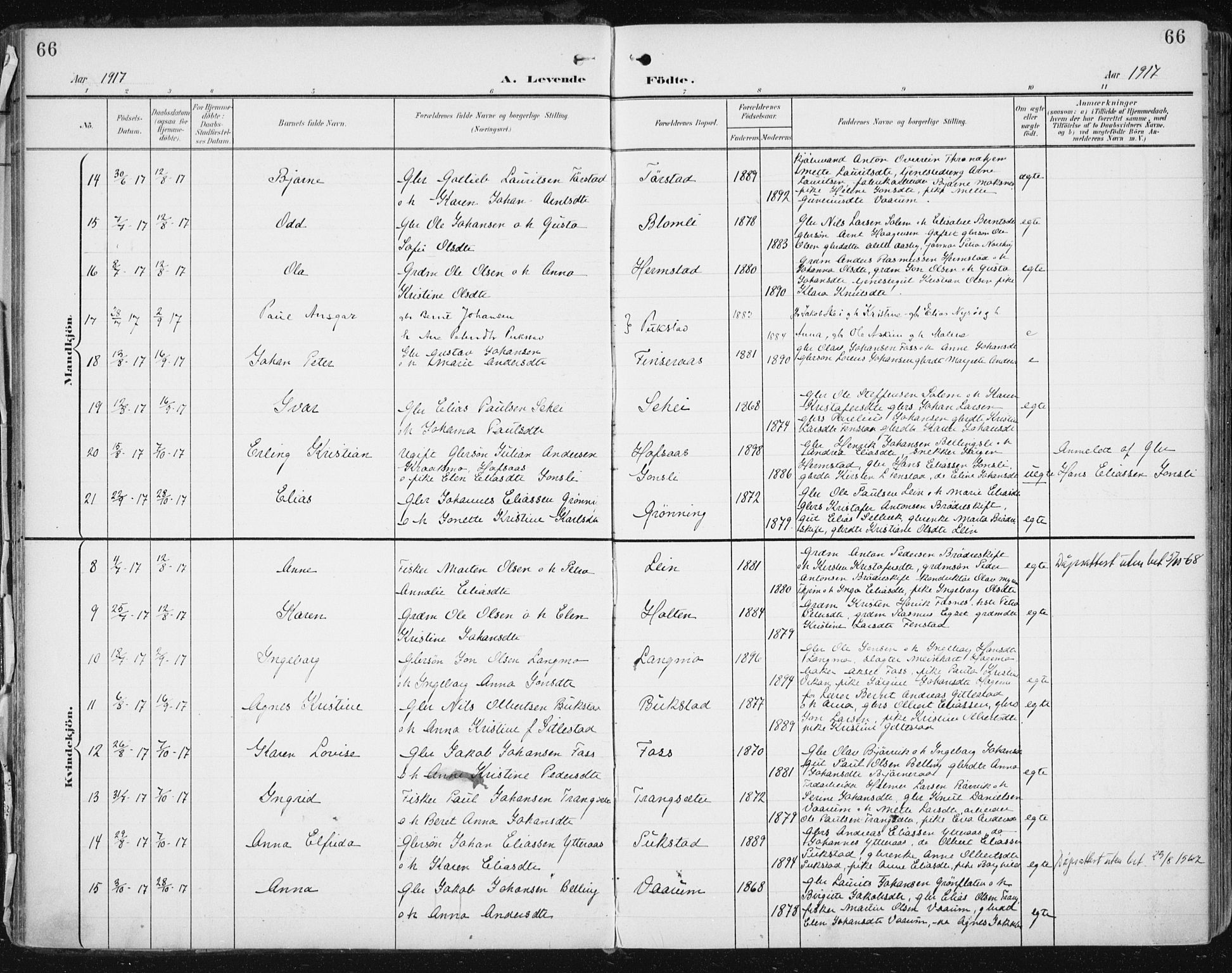 Ministerialprotokoller, klokkerbøker og fødselsregistre - Sør-Trøndelag, AV/SAT-A-1456/646/L0616: Ministerialbok nr. 646A14, 1900-1918, s. 66