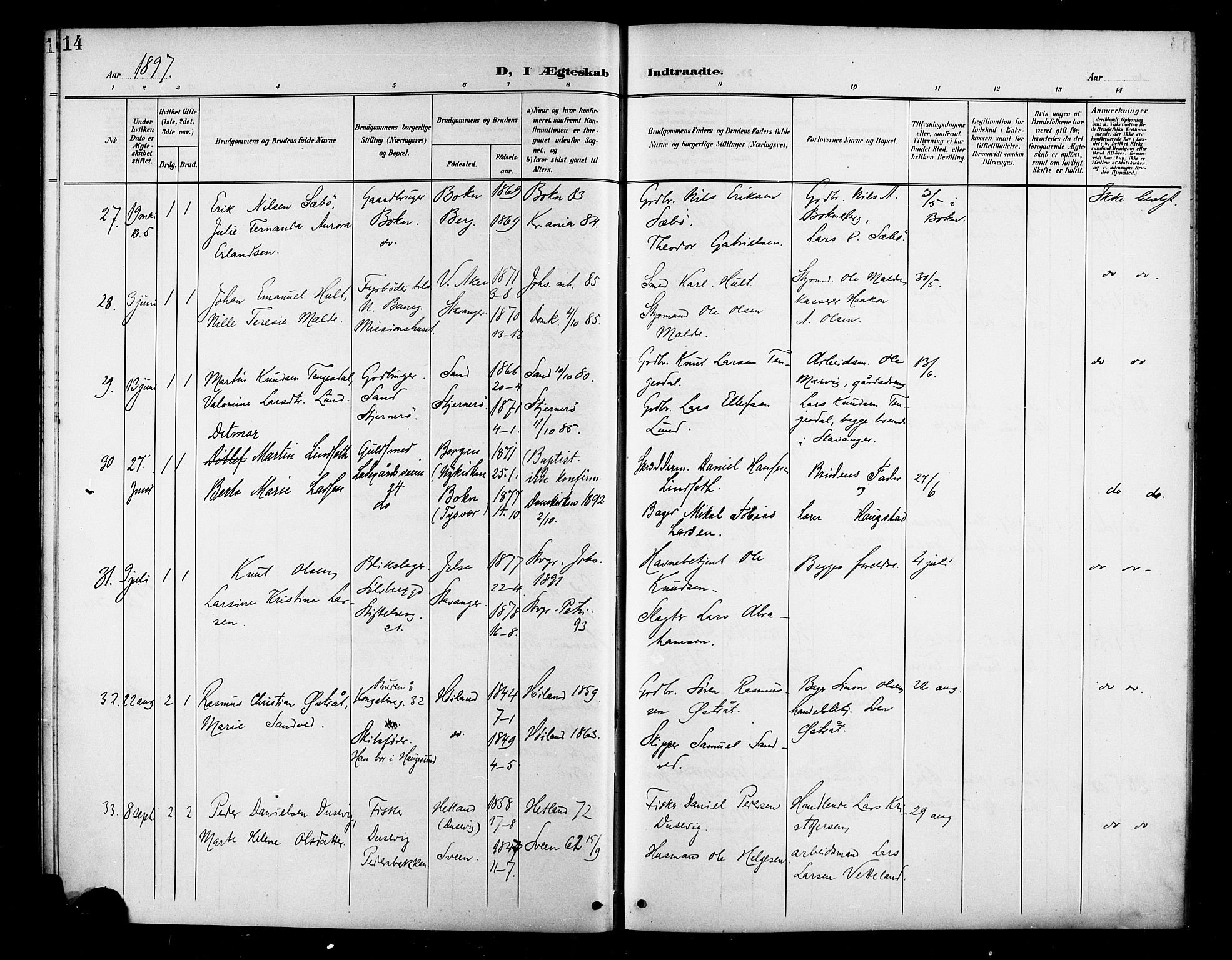 St. Petri sokneprestkontor, AV/SAST-A-101813/001/30/30BB/L0007: Klokkerbok nr. B 7, 1895-1902, s. 14