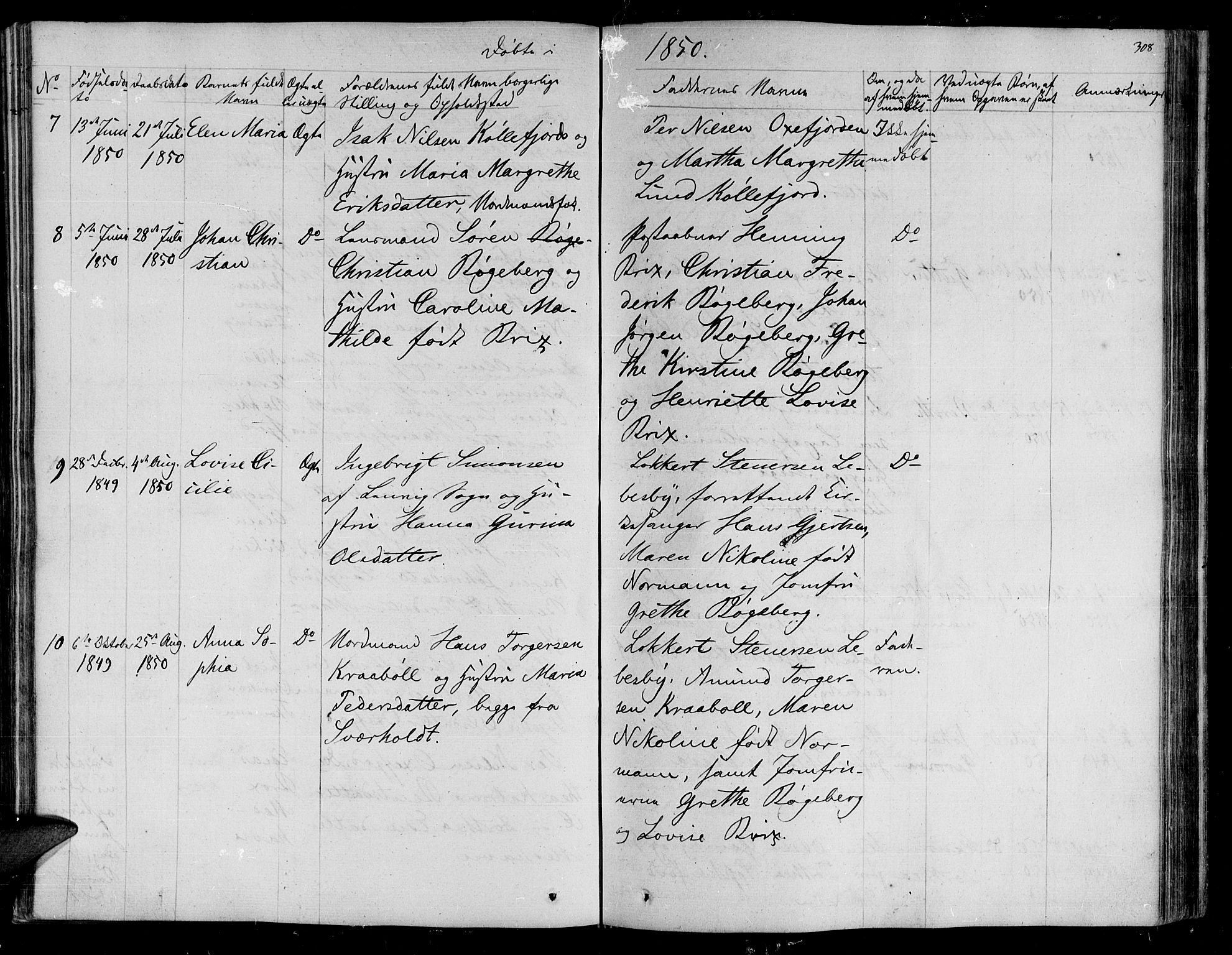 Lebesby sokneprestkontor, AV/SATØ-S-1353/H/Ha/L0003kirke: Ministerialbok nr. 3, 1833-1852, s. 308