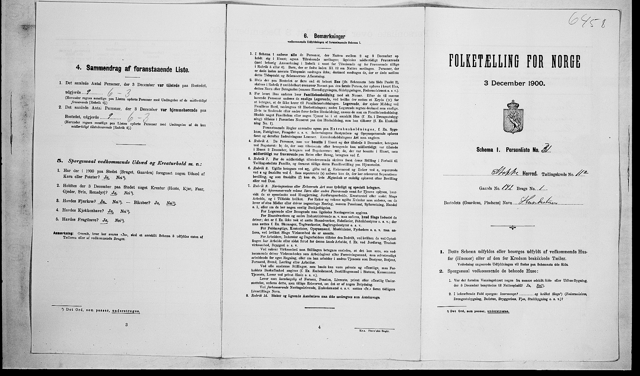 RA, Folketelling 1900 for 0720 Stokke herred, 1900, s. 1804