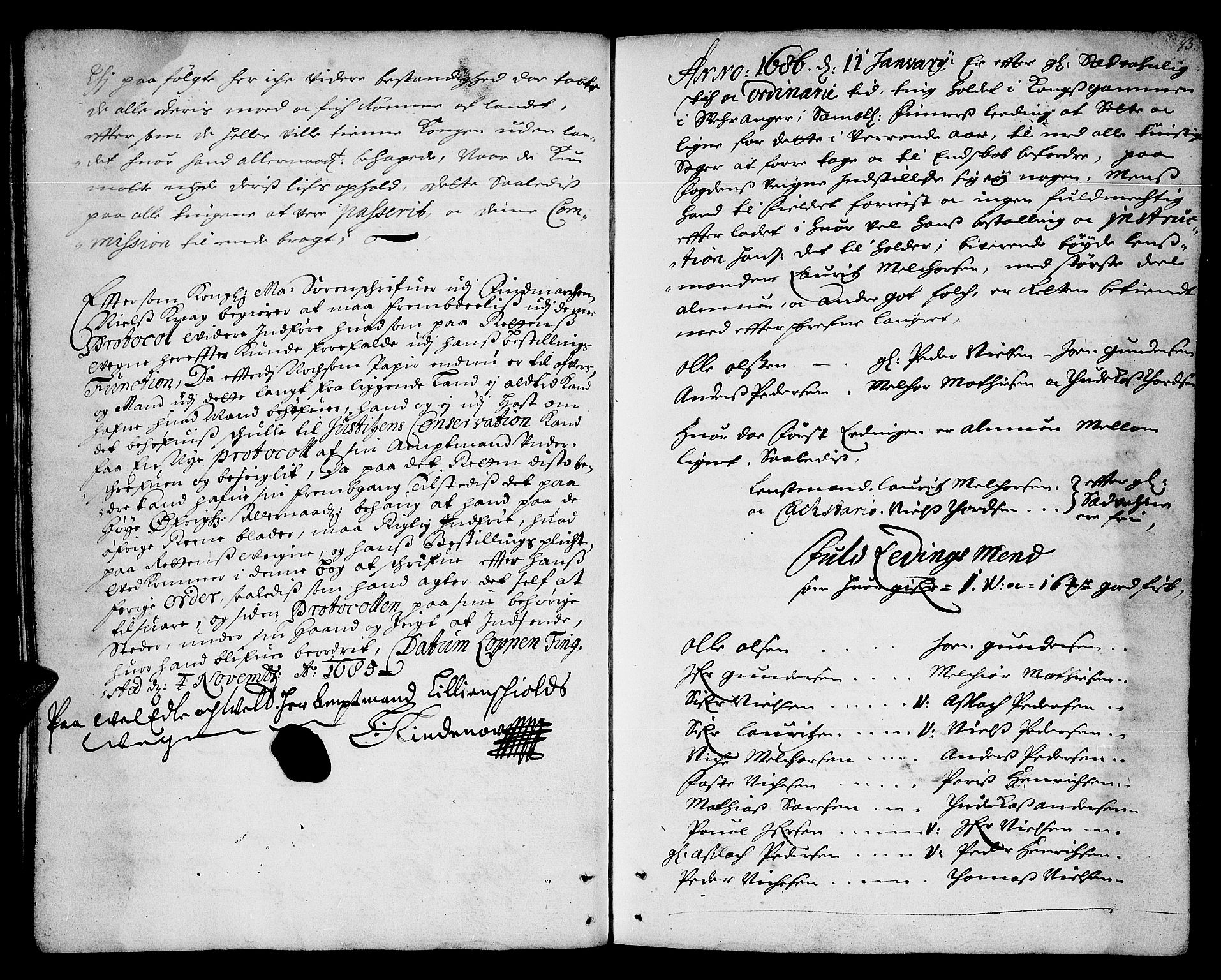 Finnmark sorenskriveri, AV/SATØ-S-0053/F/Fa/L0021: Justisprotokoller, 1685-1688, s. 32b-33a