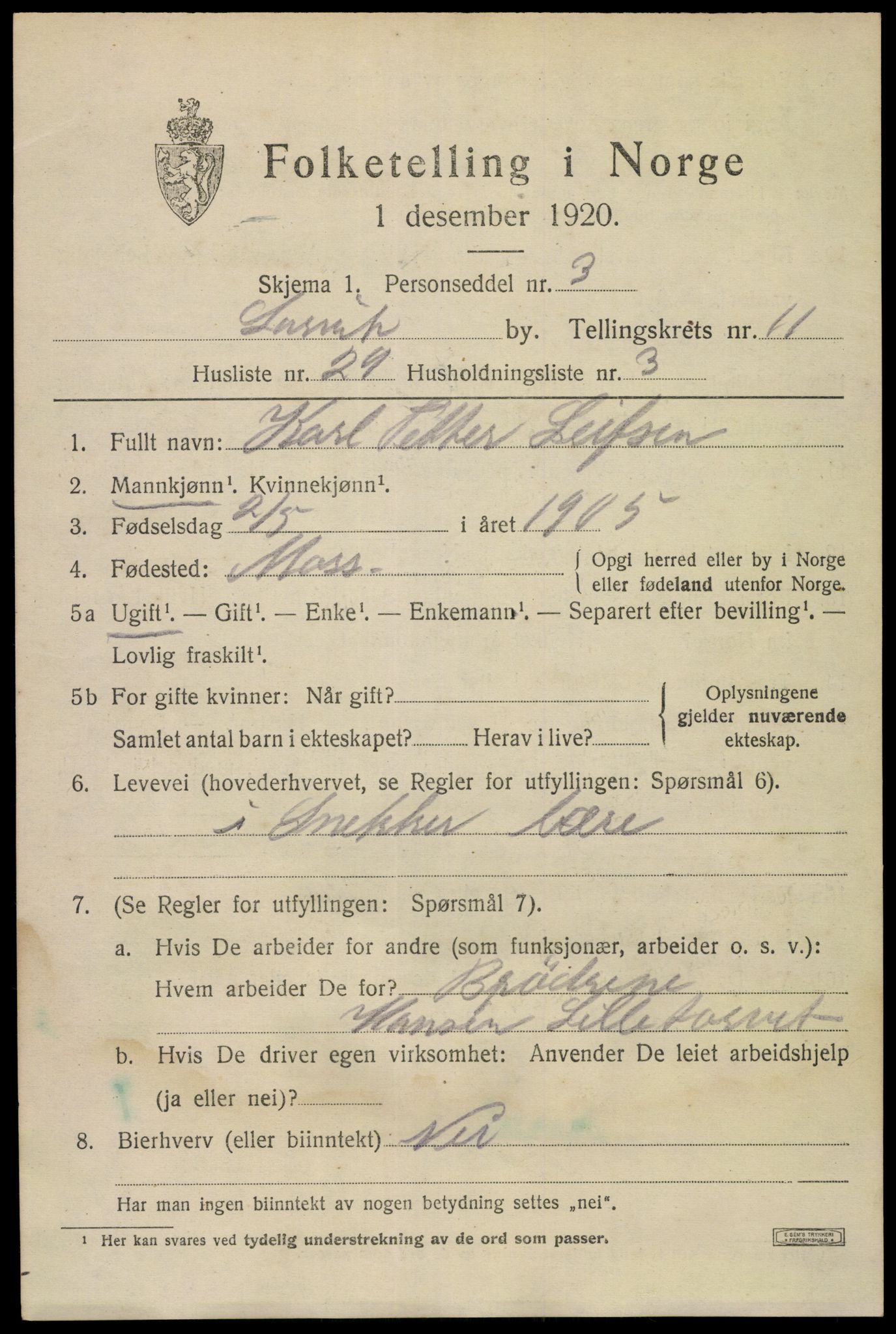 SAKO, Folketelling 1920 for 0707 Larvik kjøpstad, 1920, s. 28916