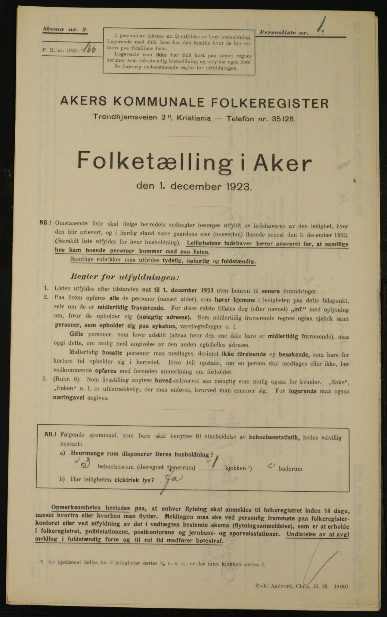 , Kommunal folketelling 1.12.1923 for Aker, 1923, s. 23257