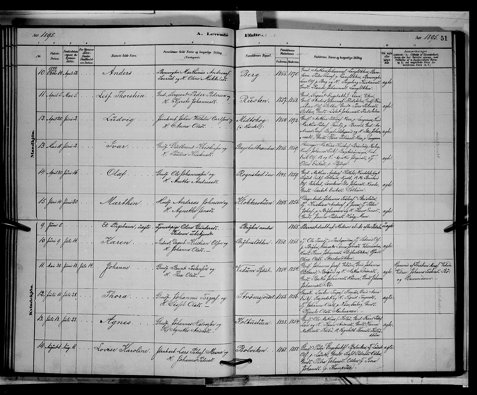 Øyer prestekontor, AV/SAH-PREST-084/H/Ha/Hab/L0002: Klokkerbok nr. 2, 1878-1896, s. 51
