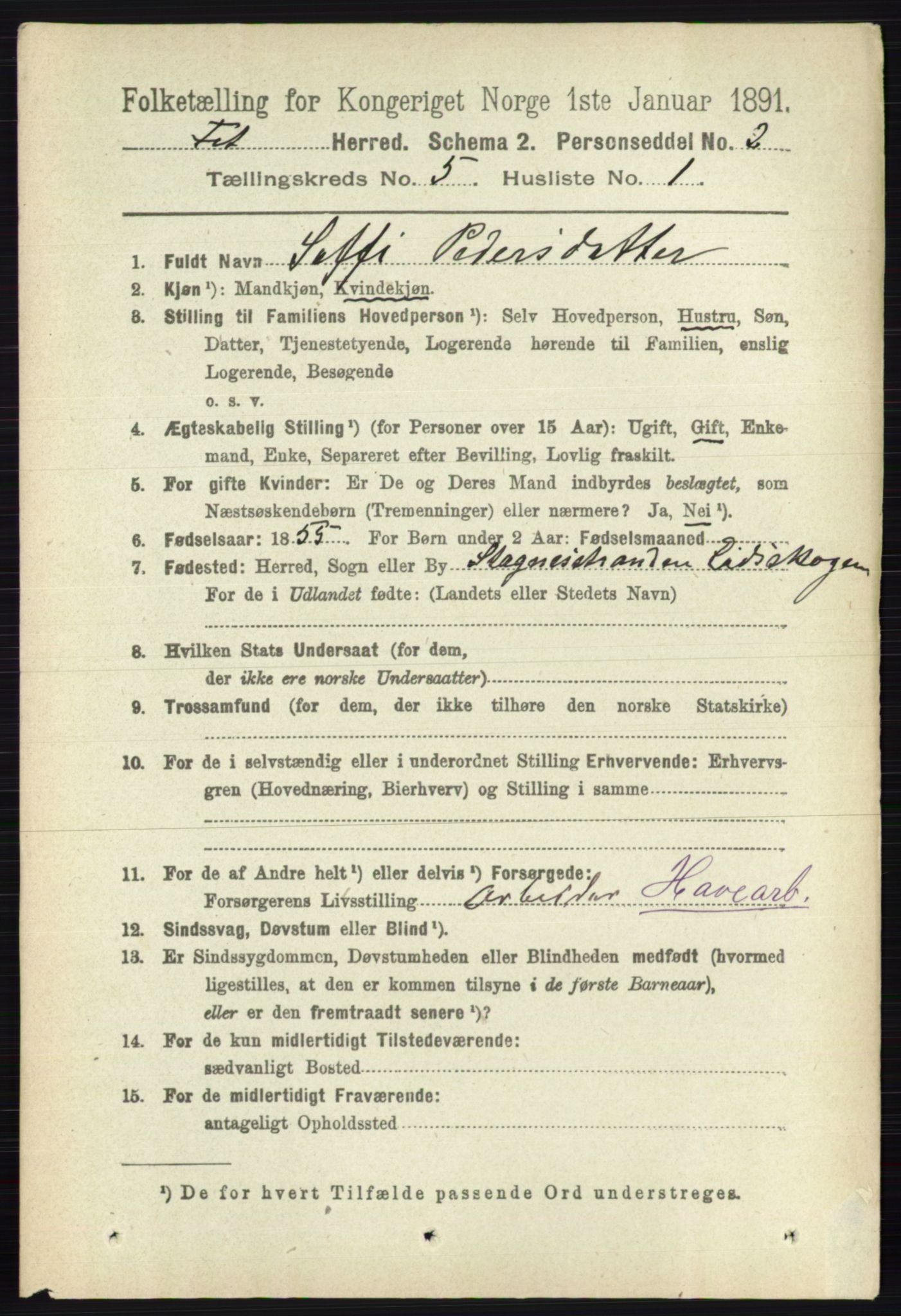 RA, Folketelling 1891 for 0227 Fet herred, 1891, s. 1593