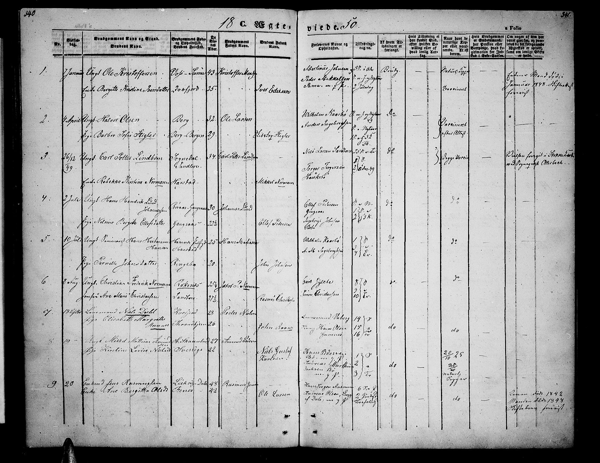 Trondenes sokneprestkontor, AV/SATØ-S-1319/H/Hb/L0006klokker: Klokkerbok nr. 6, 1845-1855, s. 340-341