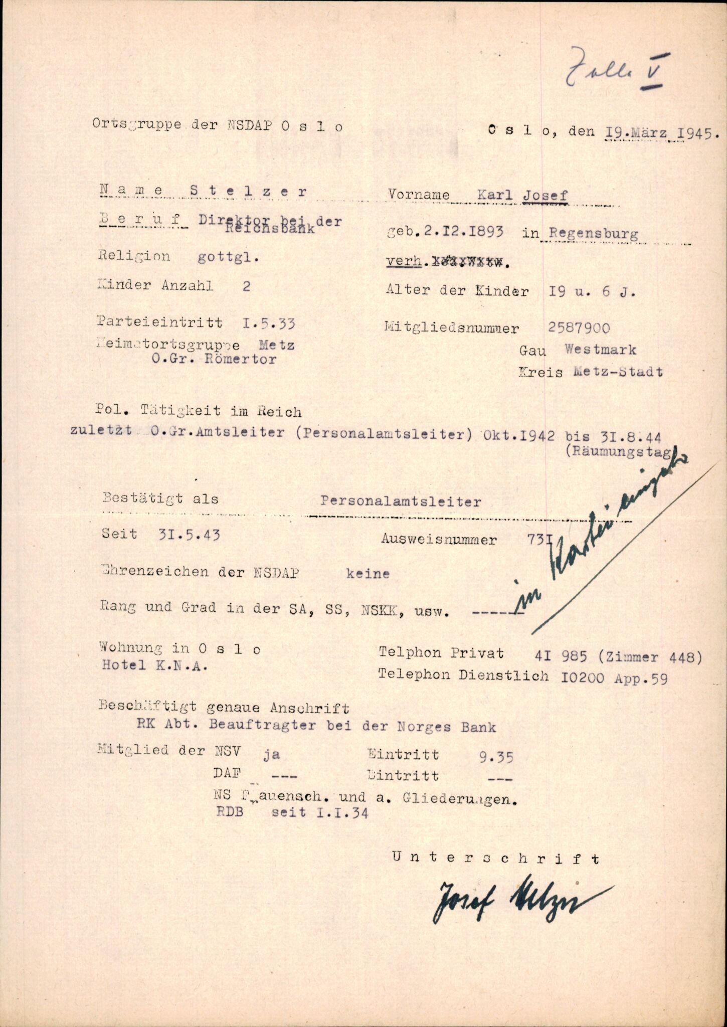 Forsvarets Overkommando. 2 kontor. Arkiv 11.4. Spredte tyske arkivsaker, AV/RA-RAFA-7031/D/Dar/Darb/L0015: Reichskommissariat - NSDAP in Norwegen, 1938-1945, s. 345