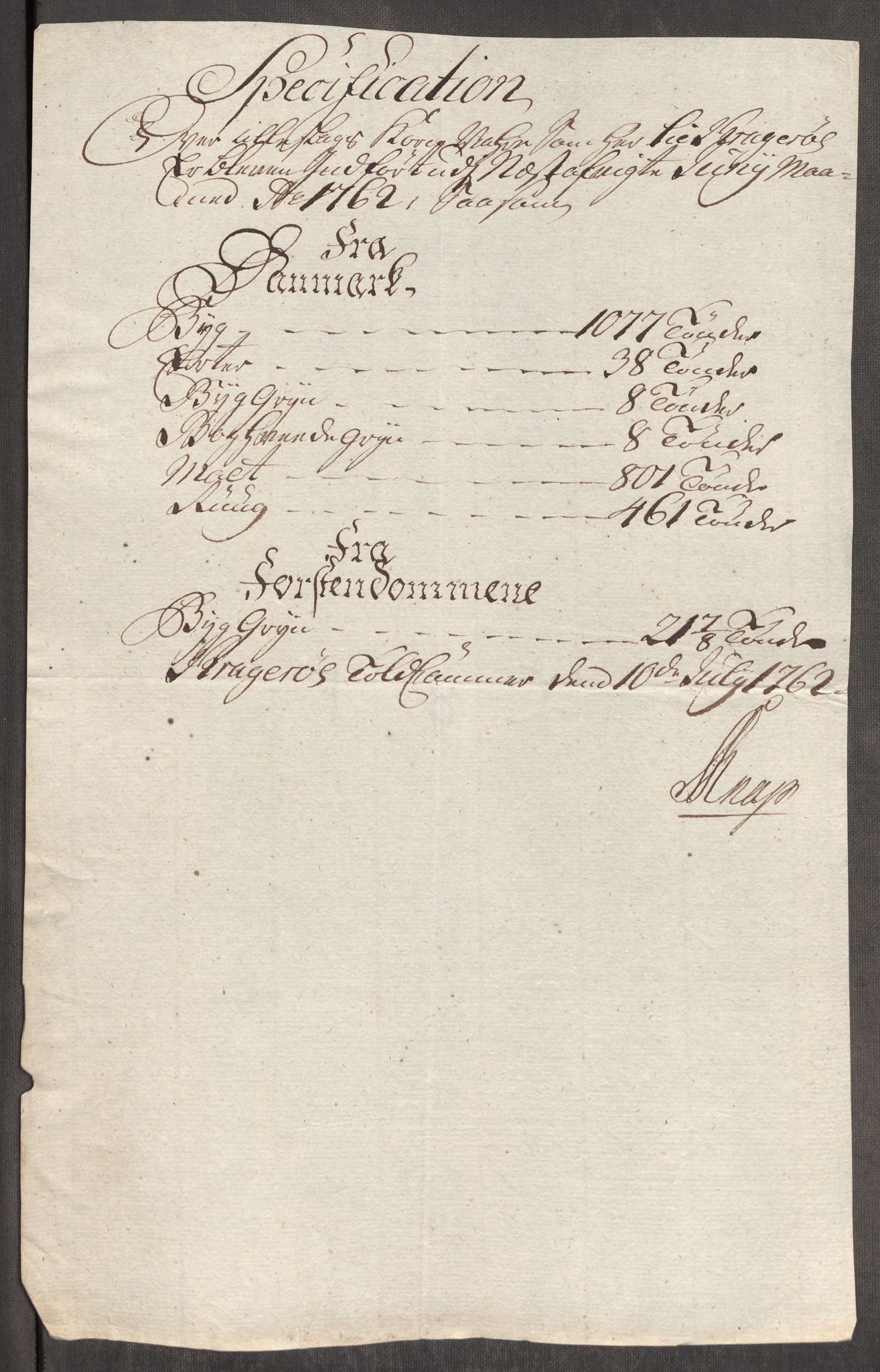 Rentekammeret inntil 1814, Realistisk ordnet avdeling, AV/RA-EA-4070/Oe/L0007: [Ø1]: Priskuranter, 1761-1763, s. 462