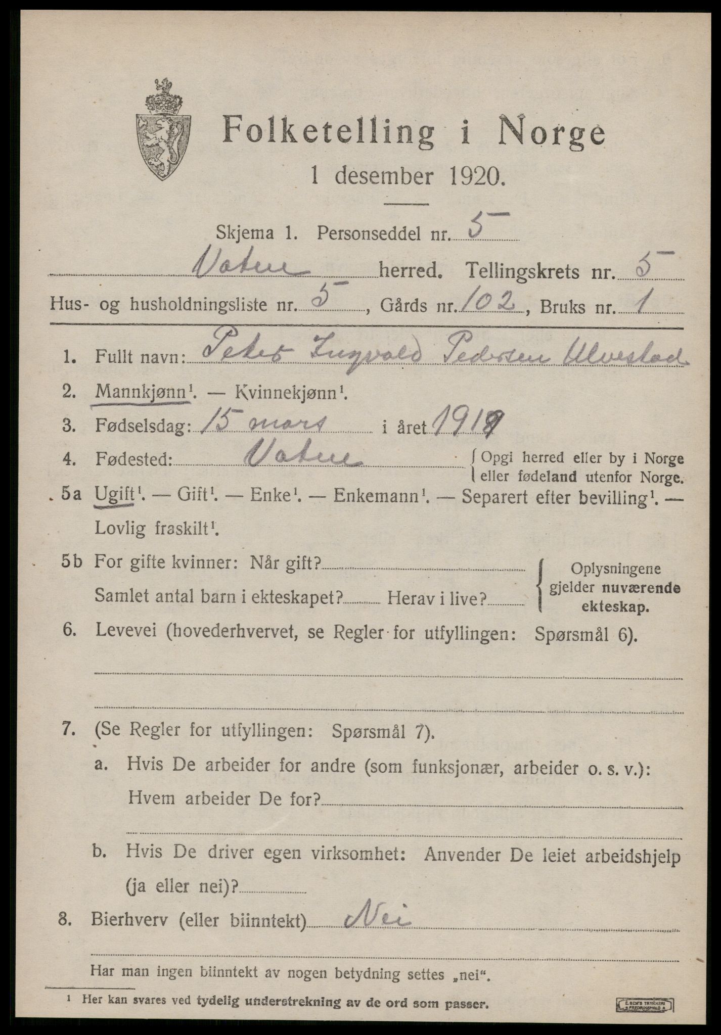 SAT, Folketelling 1920 for 1530 Vatne herred, 1920, s. 2218