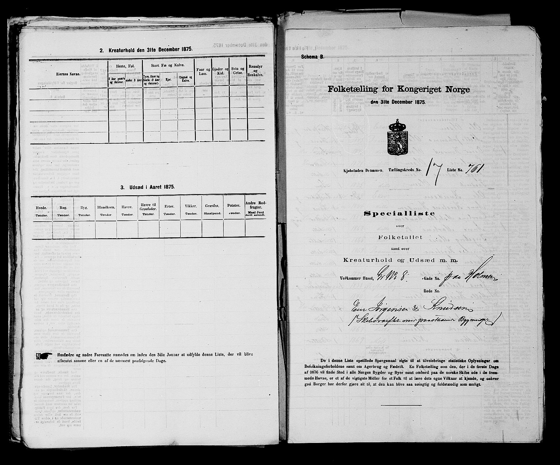 SAKO, Folketelling 1875 for 0602 Drammen kjøpstad, 1875, s. 1920