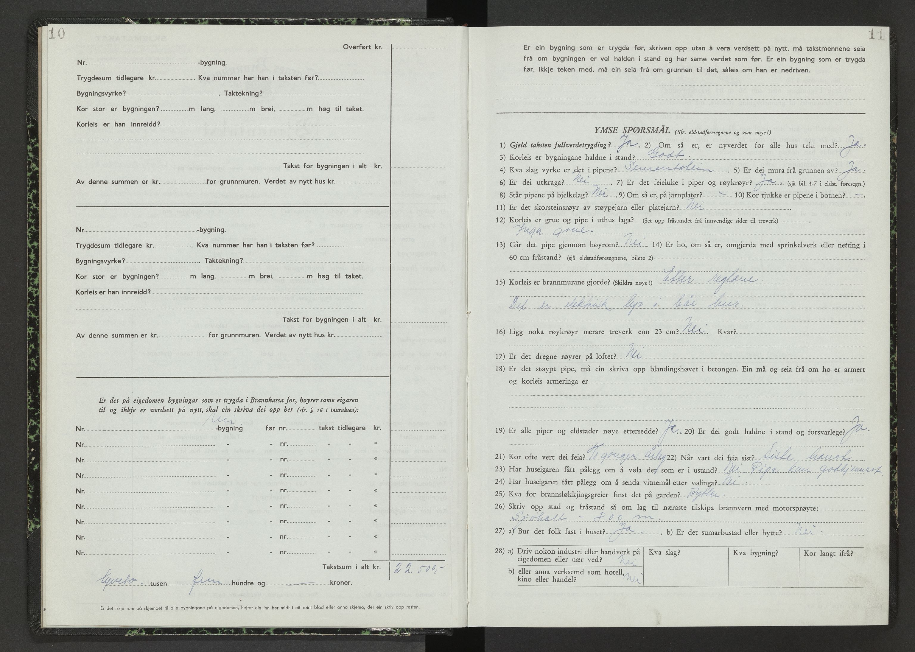 Norges Brannkasse Ørskog, AV/SAT-A-5493/Fb/L0002: Branntakstprotokoll, 1950-1956, s. 10-11