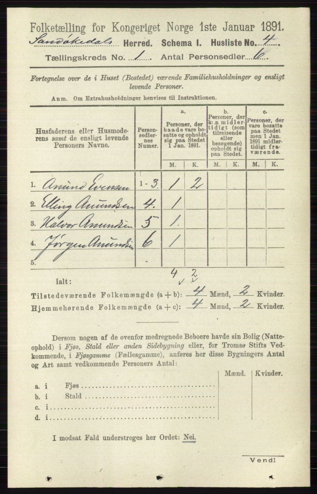 RA, Folketelling 1891 for 0816 Sannidal herred, 1891, s. 25