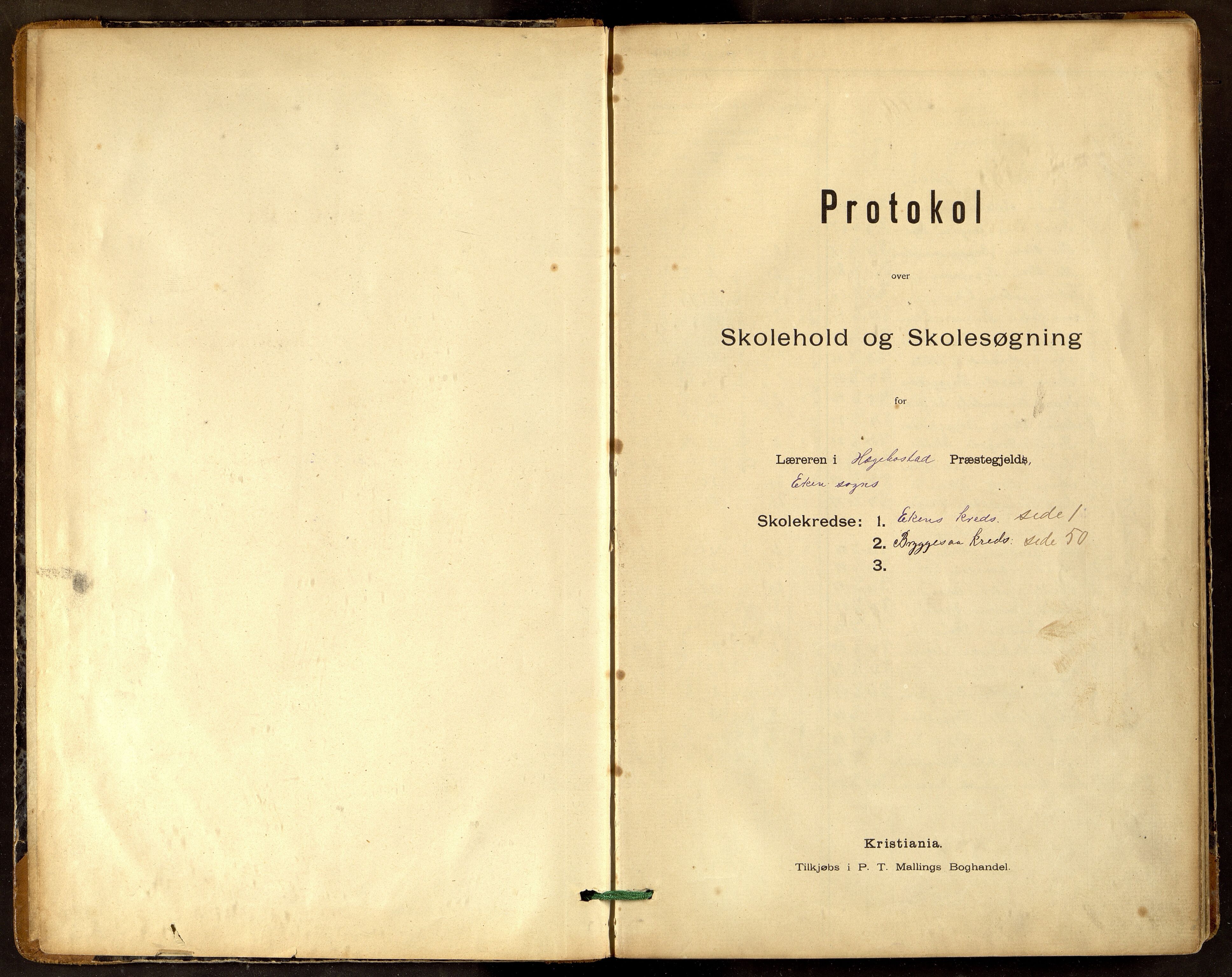 Hægebostad kommune - Skolekommisjonen/ Skolestyret, ARKSOR/1034HG510/H/Ha/L0001: Eiken og Bryggesaa kreds, 1890-1912