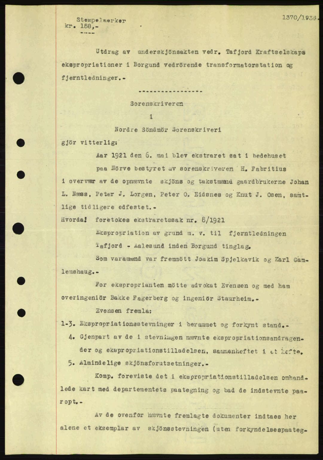 Nordre Sunnmøre sorenskriveri, AV/SAT-A-0006/1/2/2C/2Ca: Pantebok nr. A2, 1936-1937, Dagboknr: 1370/1936
