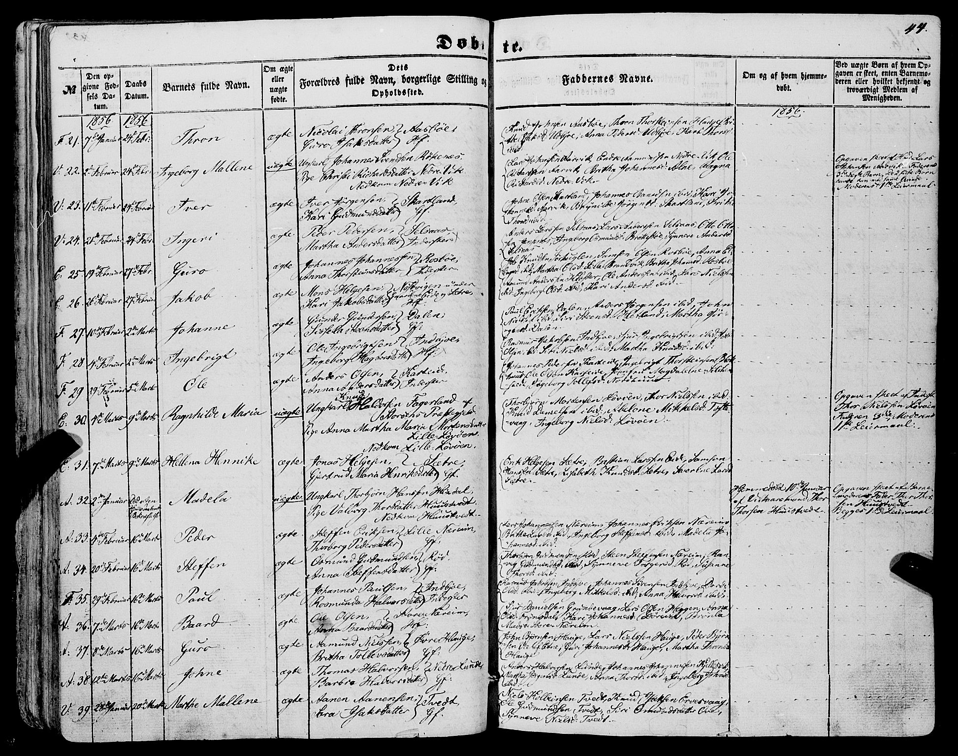 Fjelberg sokneprestembete, AV/SAB-A-75201/H/Haa: Ministerialbok nr. A 7, 1851-1867, s. 44