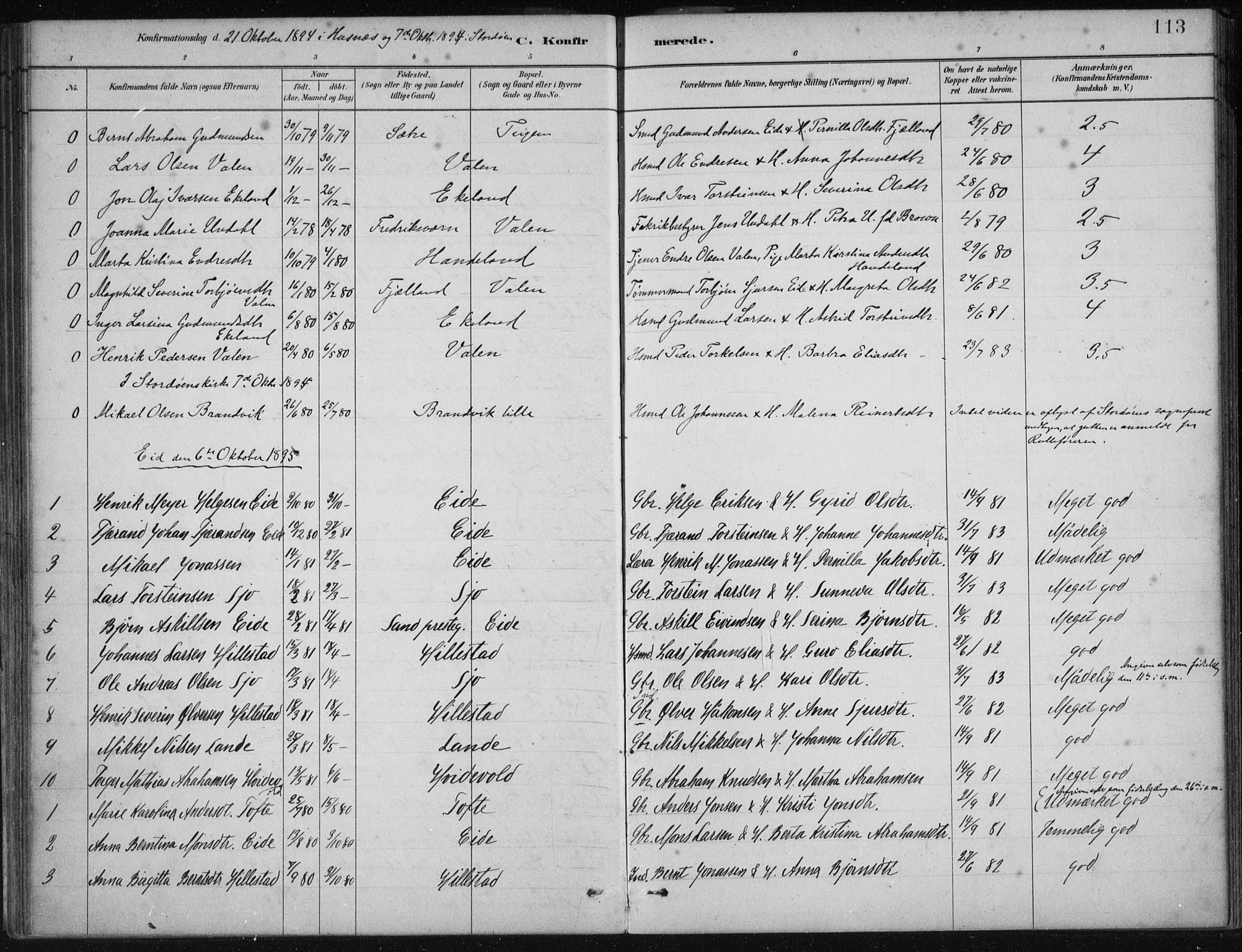 Fjelberg sokneprestembete, AV/SAB-A-75201/H/Haa: Ministerialbok nr. C  1, 1879-1918, s. 113