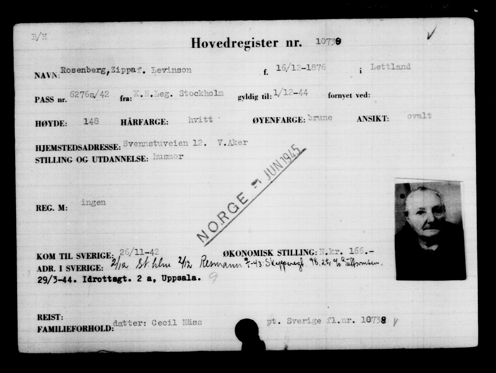 Utenriksstasjonene, Legasjonen i Stockholm, Flyktningkontoret, AV/RA-S-6753/V/Va/L0006: Kjesäterkartoteket, flyktninger med registreringsnr. 9400-12711, 1940-1945, s. 1544