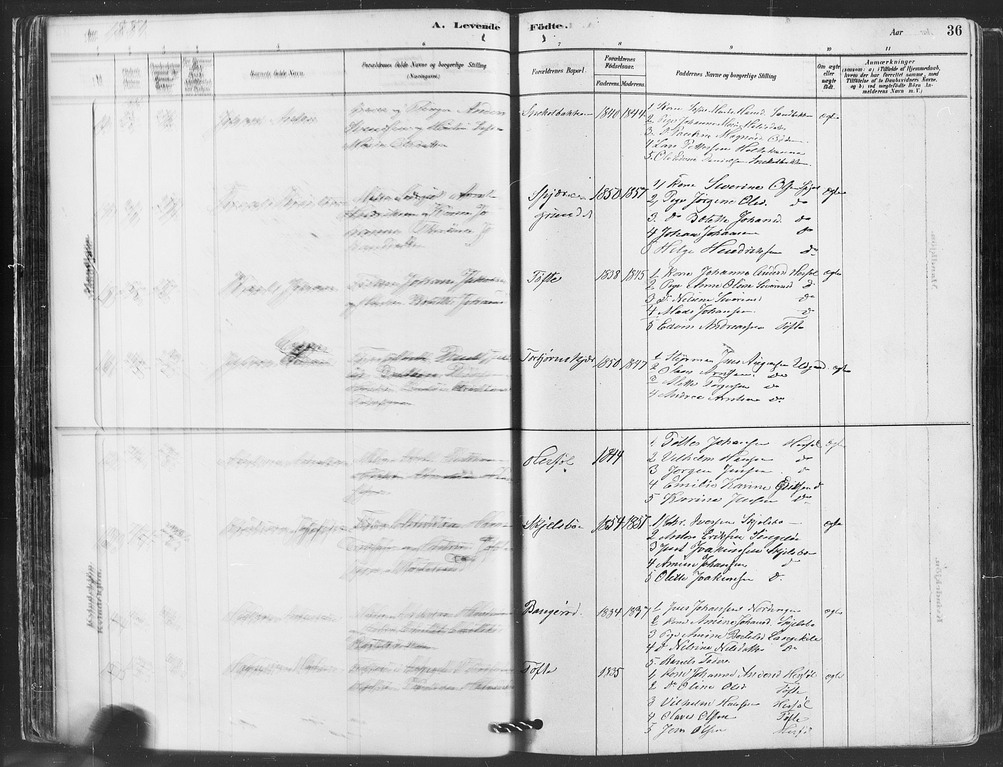 Hvaler prestekontor Kirkebøker, AV/SAO-A-2001/F/Fa/L0008: Ministerialbok nr. I 8, 1878-1895, s. 36
