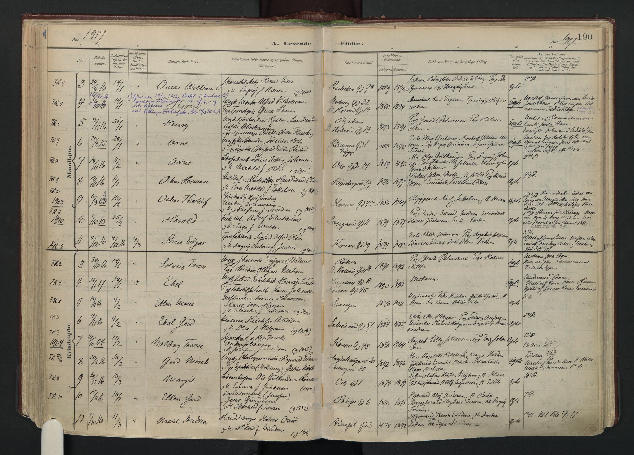 Gamlebyen prestekontor Kirkebøker, AV/SAO-A-10884/F/Fa/L0010: Ministerialbok nr. 10, 1895-1935, s. 190