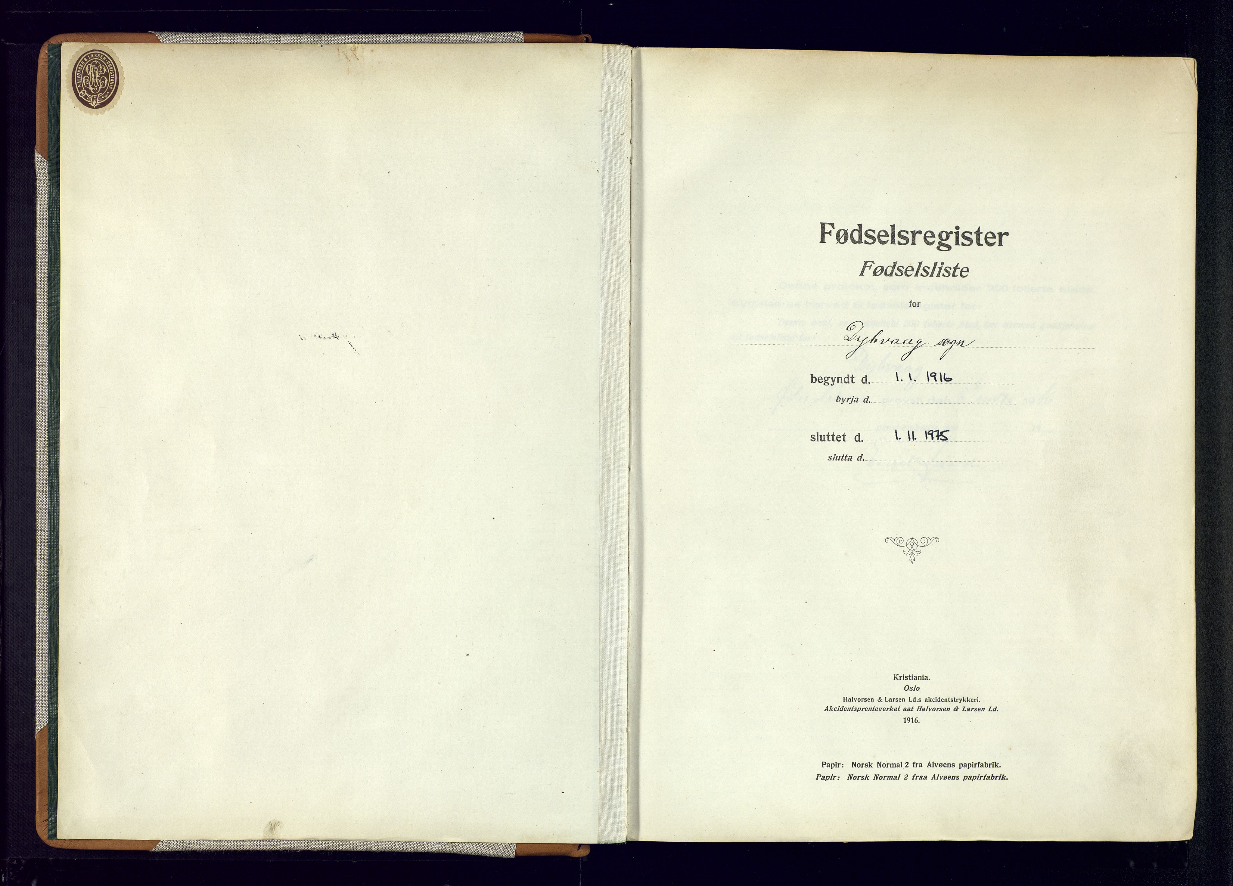 Dypvåg sokneprestkontor, AV/SAK-1111-0007/J/Ja/L0001: Fødselsregister nr. II.4.3, 1916-1975