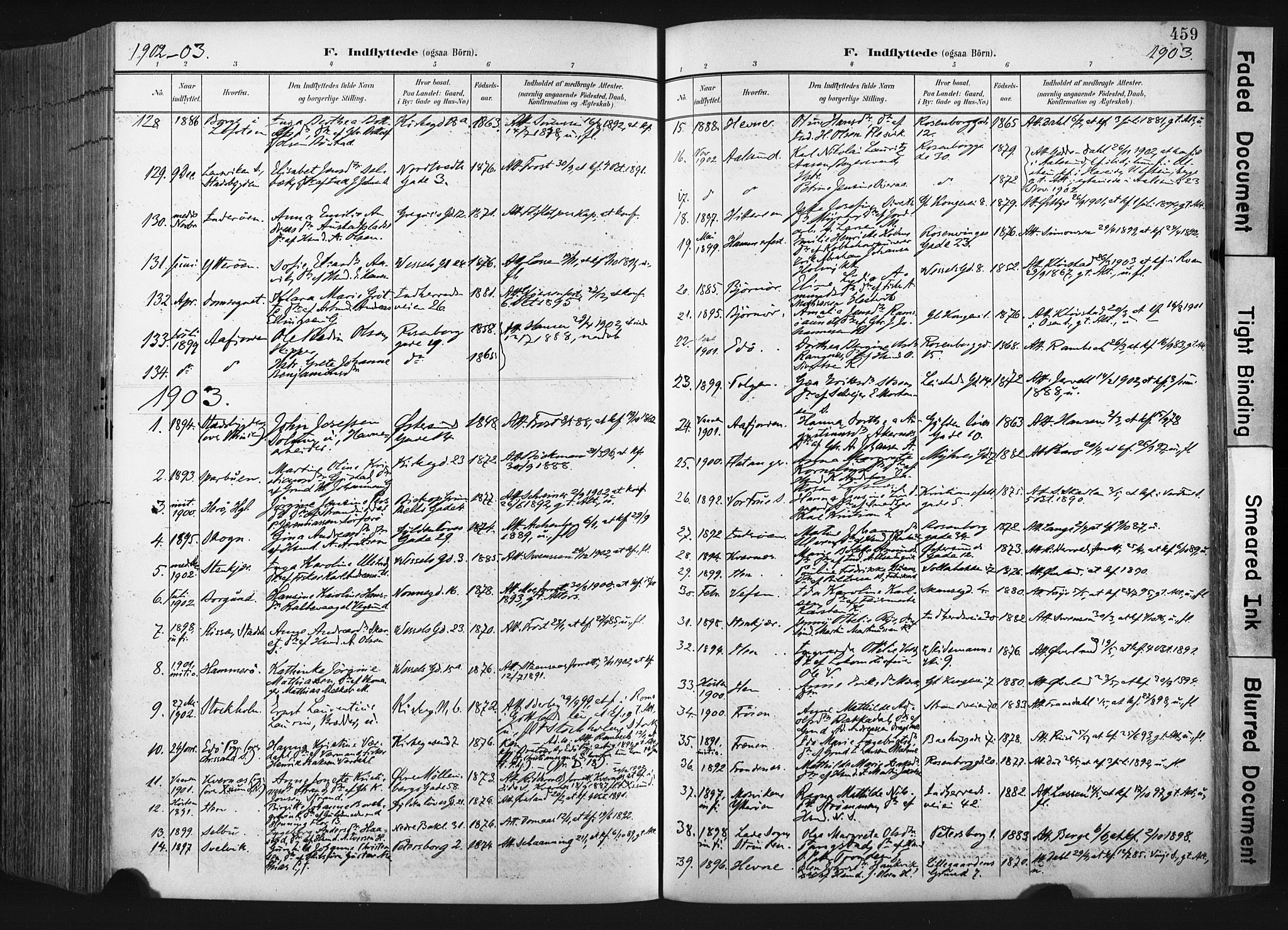 Ministerialprotokoller, klokkerbøker og fødselsregistre - Sør-Trøndelag, AV/SAT-A-1456/604/L0201: Ministerialbok nr. 604A21, 1901-1911, s. 459