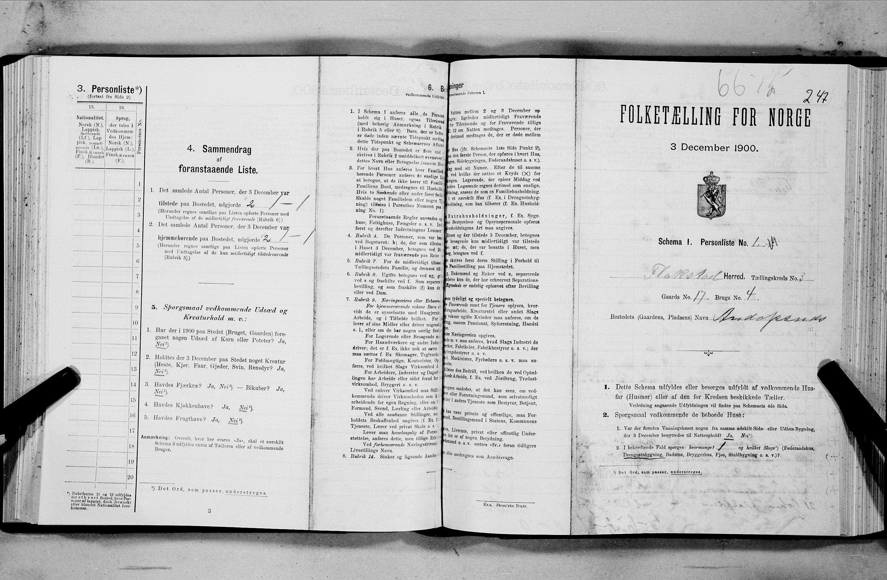 SAT, Folketelling 1900 for 1859 Flakstad herred, 1900, s. 267