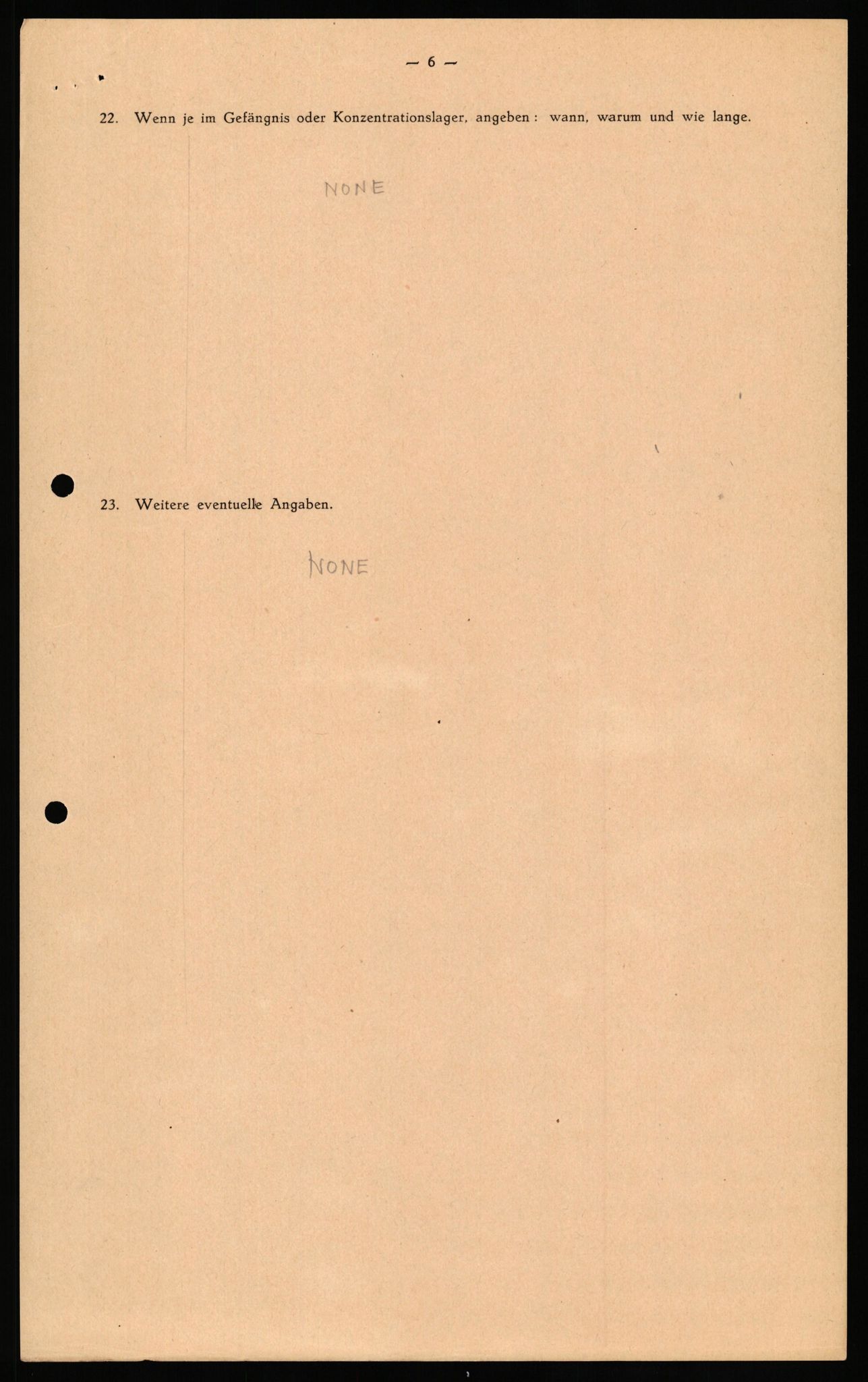 Forsvaret, Forsvarets overkommando II, RA/RAFA-3915/D/Db/L0033: CI Questionaires. Tyske okkupasjonsstyrker i Norge. Tyskere., 1945-1946, s. 15