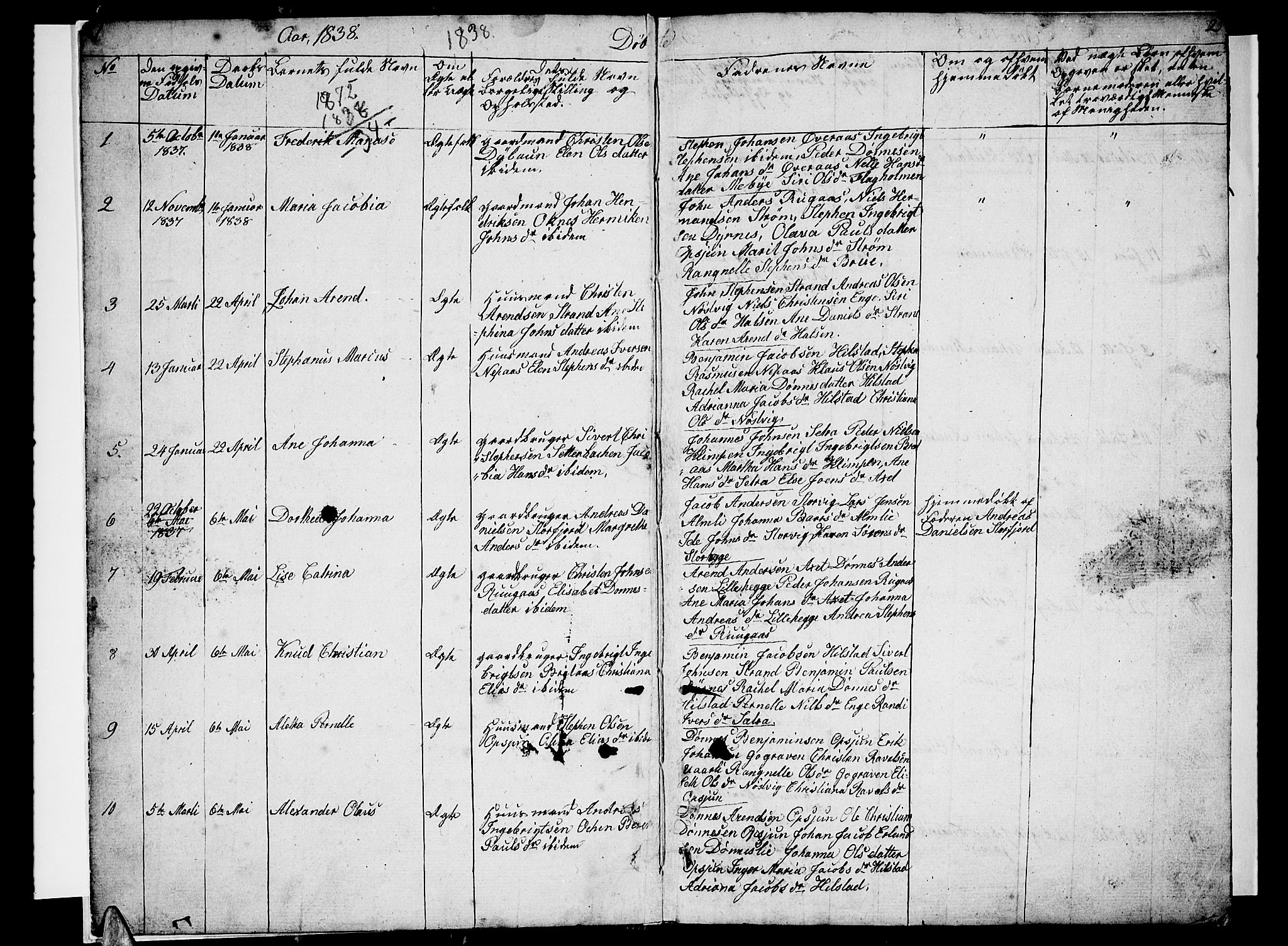 Ministerialprotokoller, klokkerbøker og fødselsregistre - Nordland, SAT/A-1459/814/L0228: Klokkerbok nr. 814C01, 1838-1858, s. 1-2