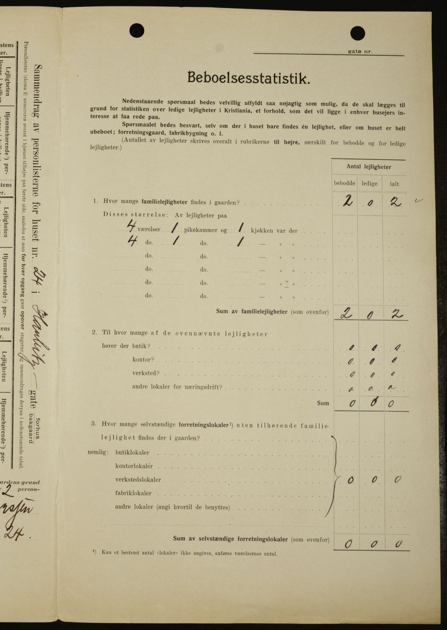 OBA, Kommunal folketelling 1.2.1909 for Kristiania kjøpstad, 1909, s. 73484