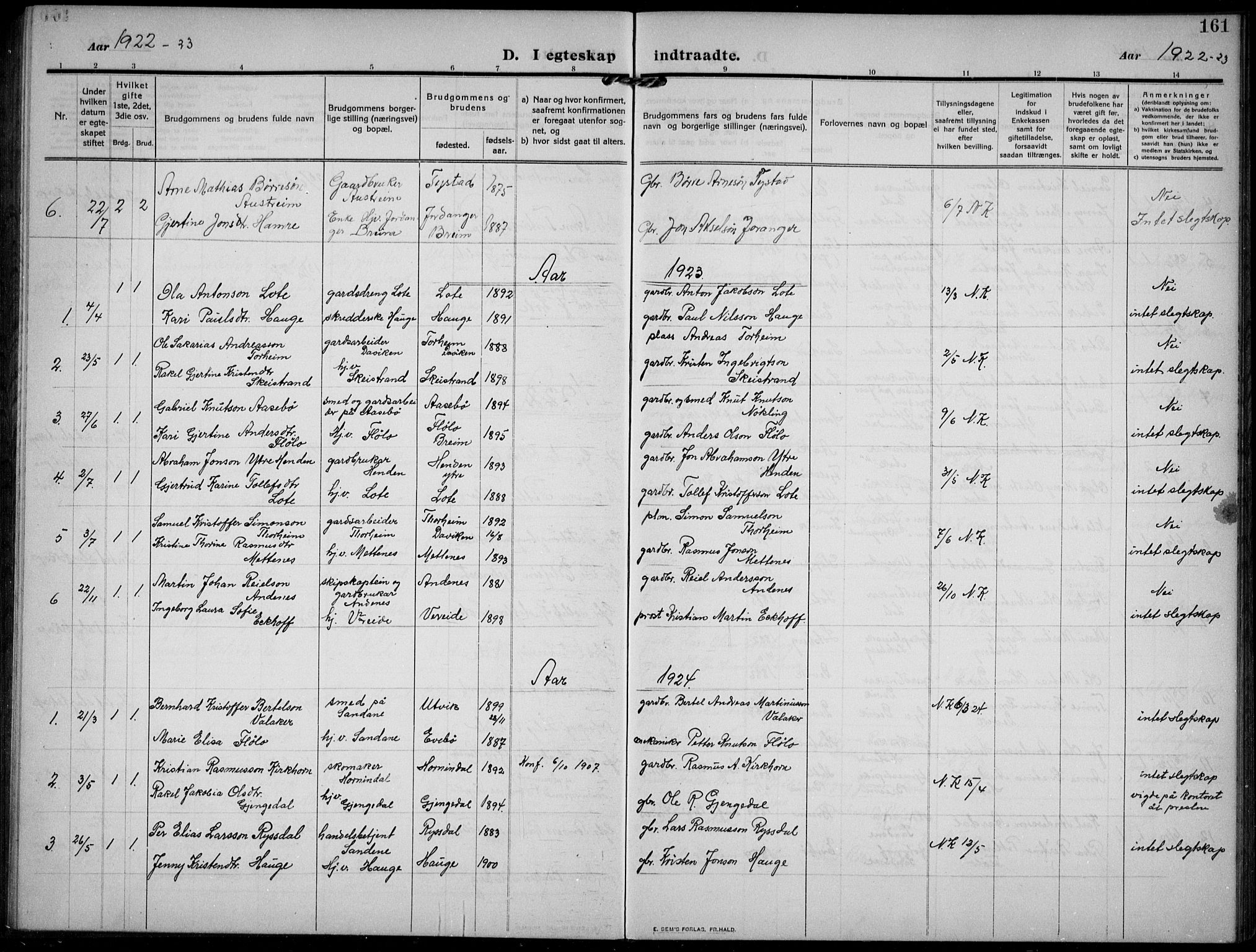 Gloppen sokneprestembete, AV/SAB-A-80101/H/Hab/Habb/L0003: Klokkerbok nr. B 3, 1910-1933, s. 161