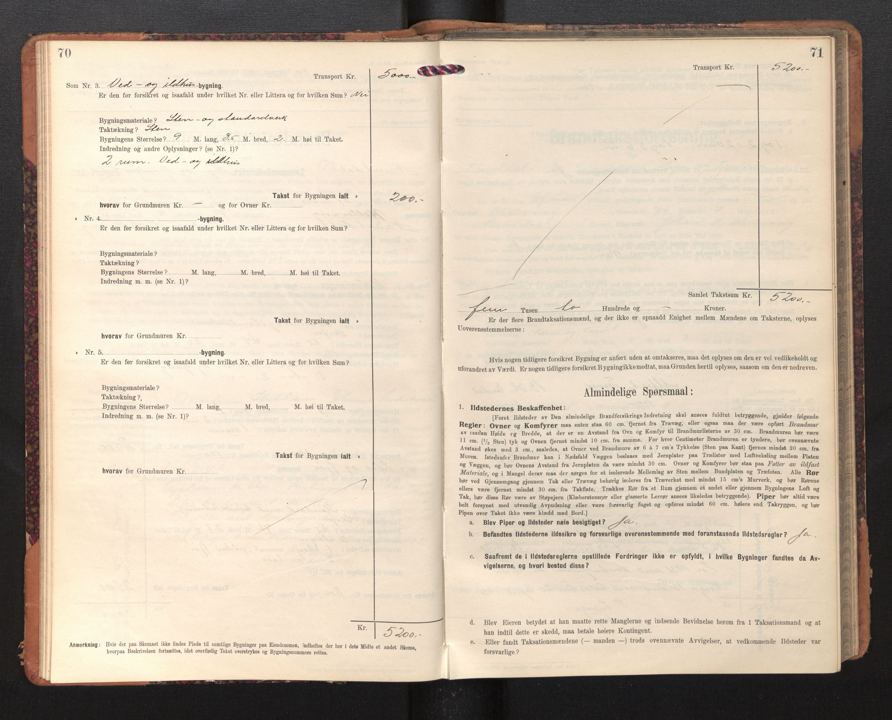 Lensmannen i Naustdal, SAB/A-29501/0012/L0002: Branntakstprotokoll, skjematakst, 1911-1953, s. 70-71