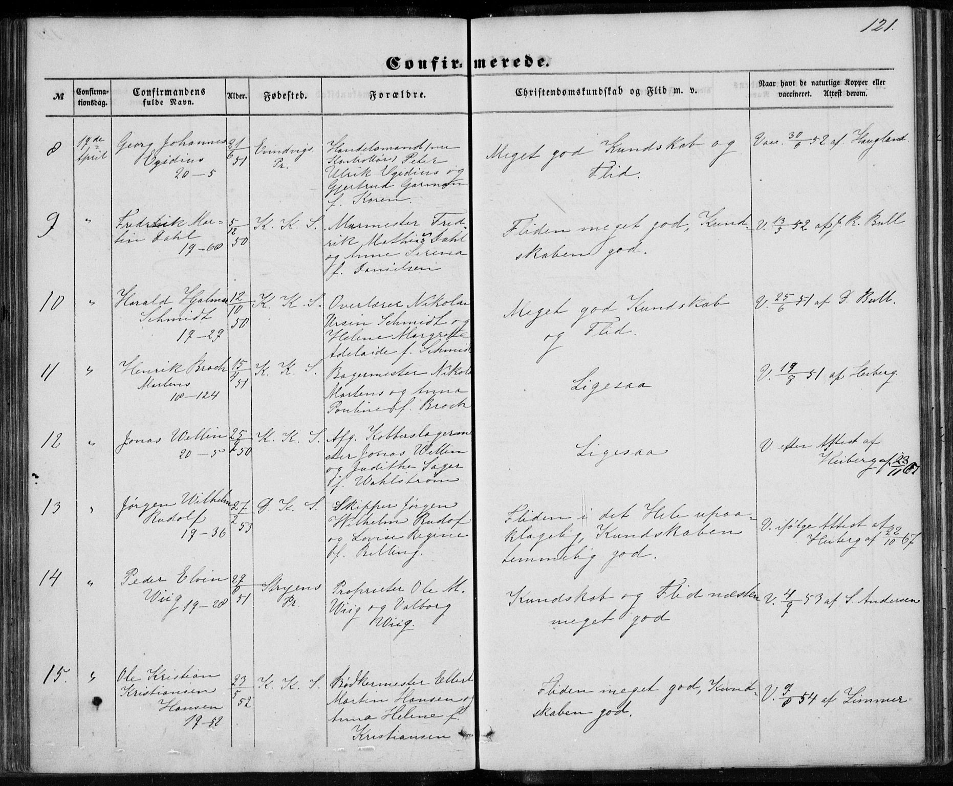 Korskirken sokneprestembete, SAB/A-76101/H/Haa/L0027: Ministerialbok nr. C 3, 1854-1868, s. 121
