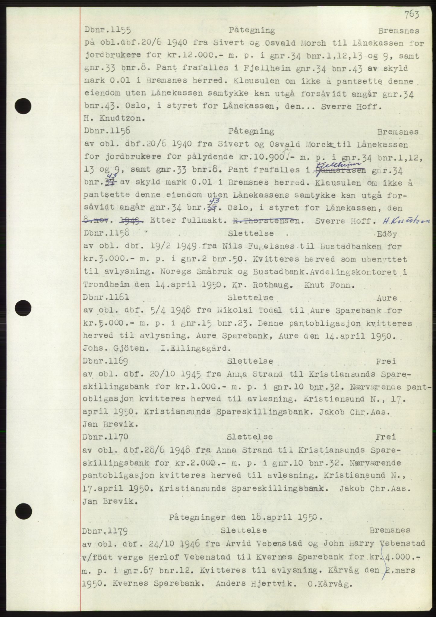 Nordmøre sorenskriveri, SAT/A-4132/1/2/2Ca: Pantebok nr. C82b, 1946-1951, Dagboknr: 1155/1950