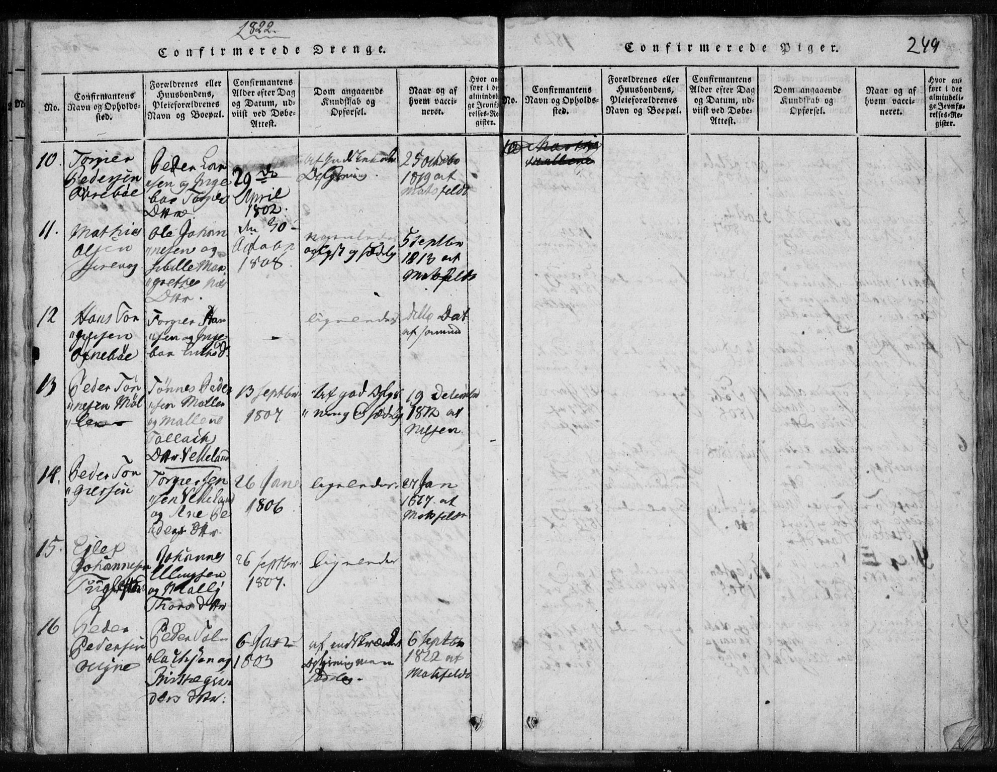 Eigersund sokneprestkontor, AV/SAST-A-101807/001/30/30BA/L0008: Ministerialbok nr. A 8, 1816-1847, s. 249
