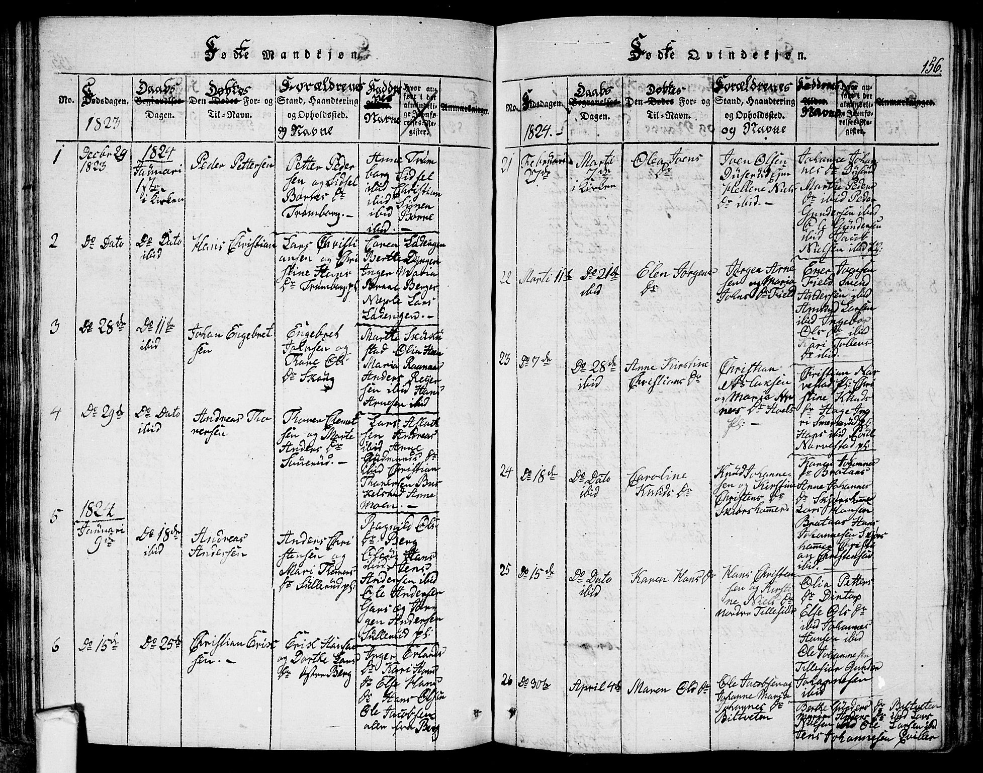 Eidsberg prestekontor Kirkebøker, AV/SAO-A-10905/G/Ga/L0001: Klokkerbok nr. I 1, 1814-1831, s. 156