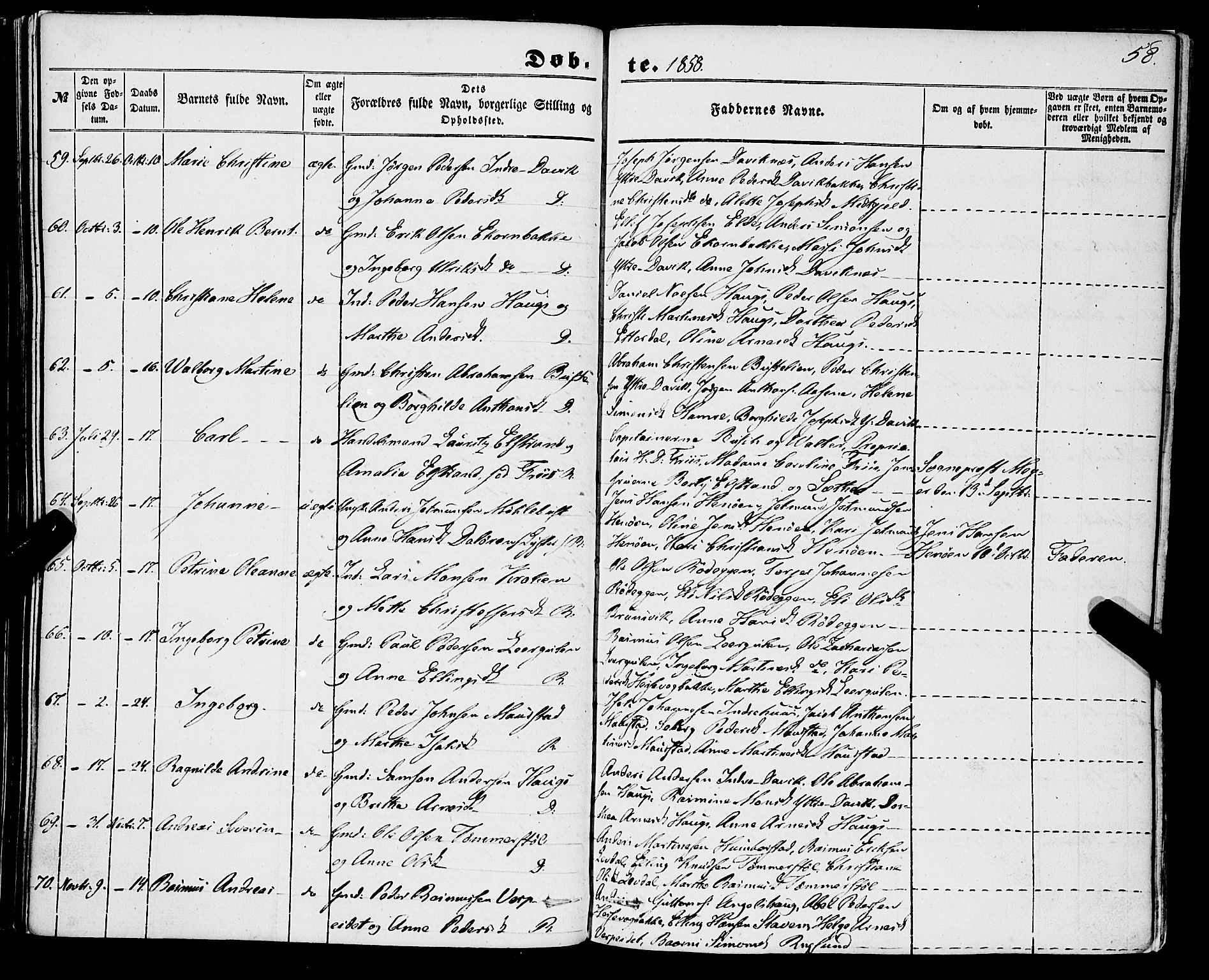 Davik sokneprestembete, AV/SAB-A-79701/H/Haa/Haaa/L0005: Ministerialbok nr. A 5, 1850-1866, s. 58