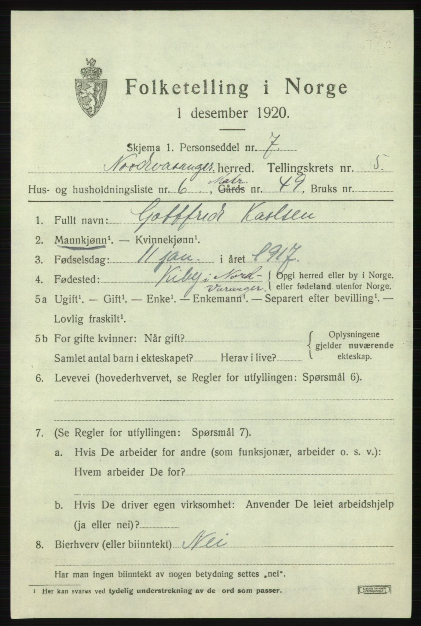 SATØ, Folketelling 1920 for 2029 Nord-Varanger herred, 1920, s. 2215