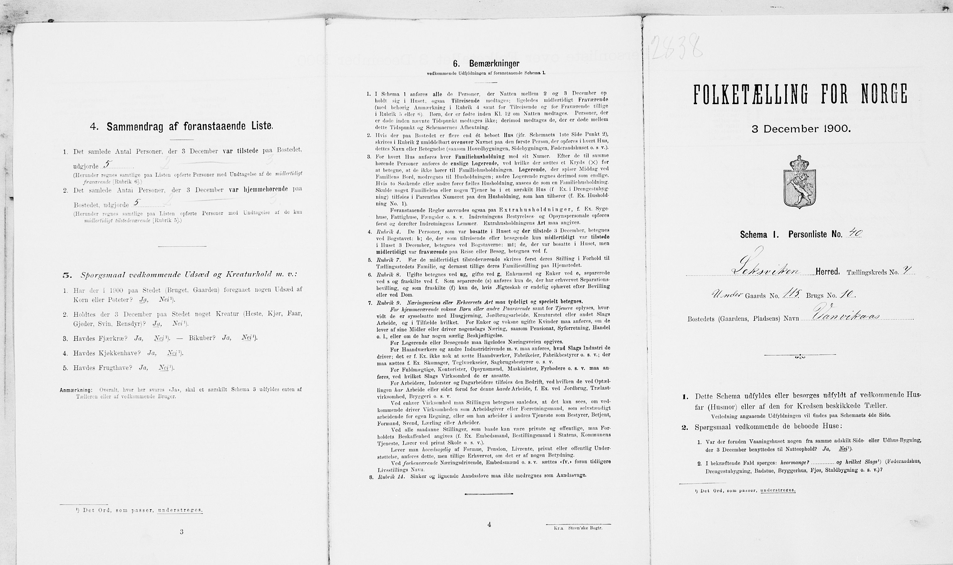 SAT, Folketelling 1900 for 1718 Leksvik herred, 1900, s. 907