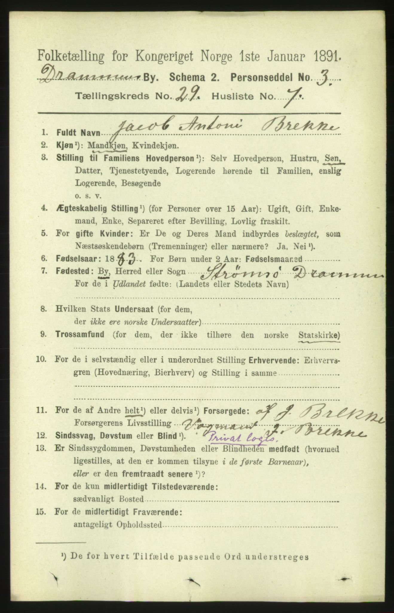 RA, Folketelling 1891 for 0602 Drammen kjøpstad, 1891, s. 17488