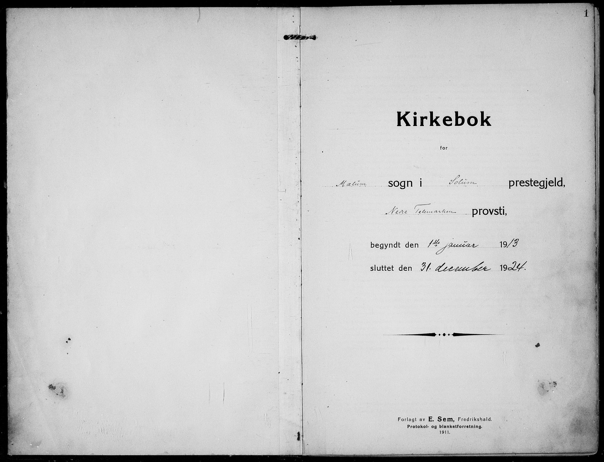 Solum kirkebøker, AV/SAKO-A-306/F/Fb/L0004: Ministerialbok nr. II 4, 1913-1924, s. 1