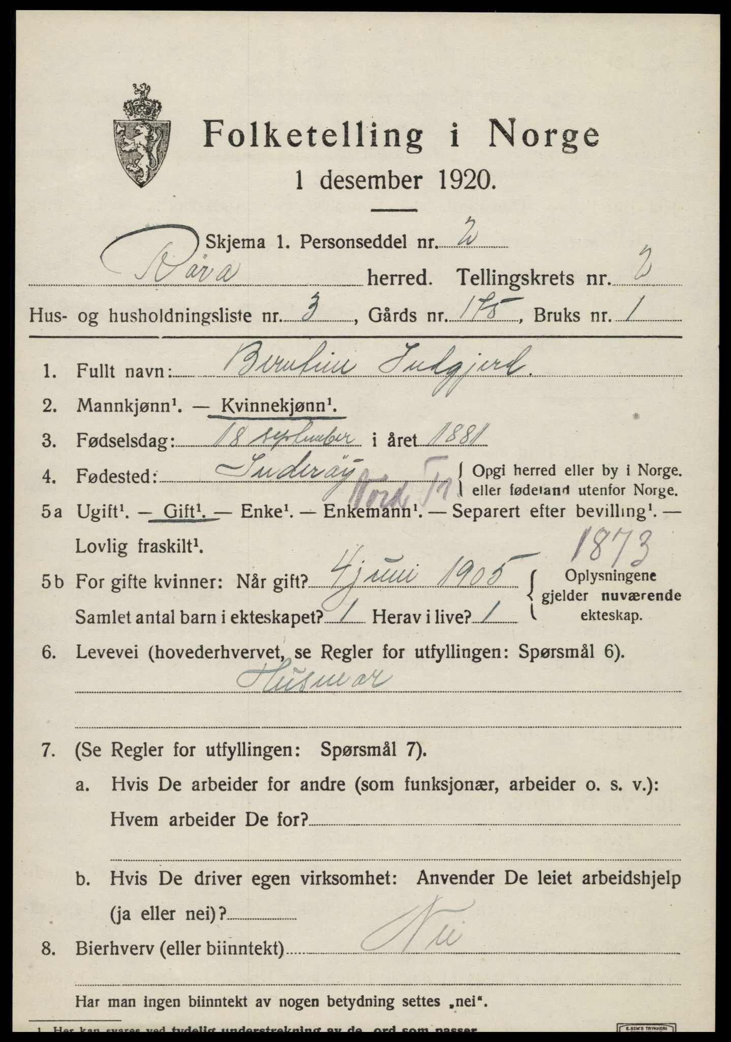 SAT, Folketelling 1920 for 1730 Røra herred, 1920, s. 1533