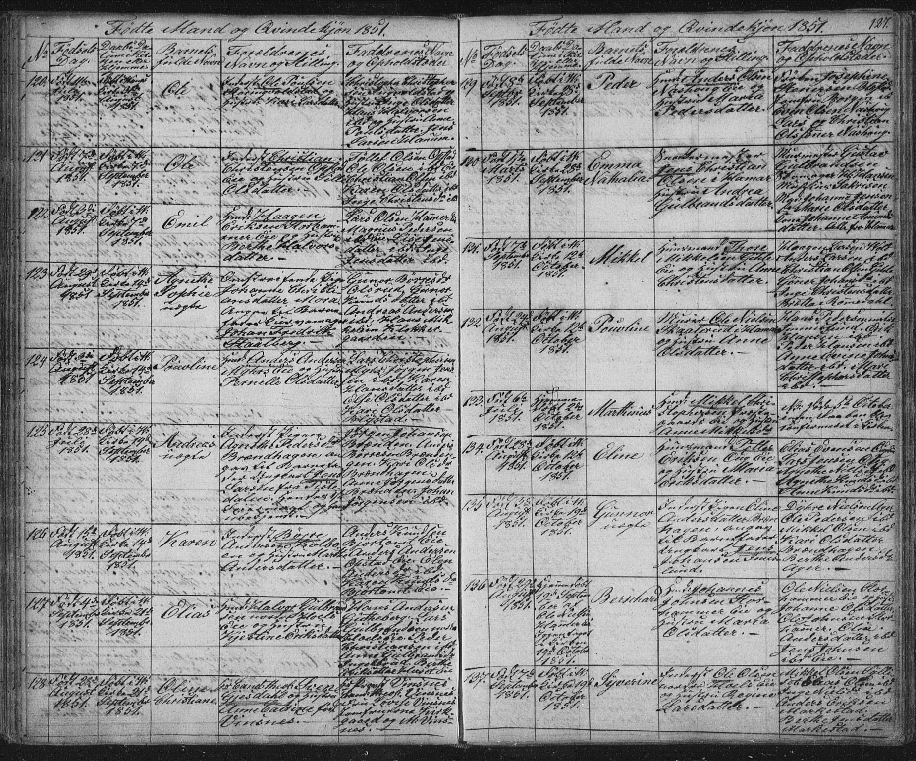 Vang prestekontor, Hedmark, AV/SAH-PREST-008/H/Ha/Hab/L0008: Klokkerbok nr. 8, 1832-1854, s. 127
