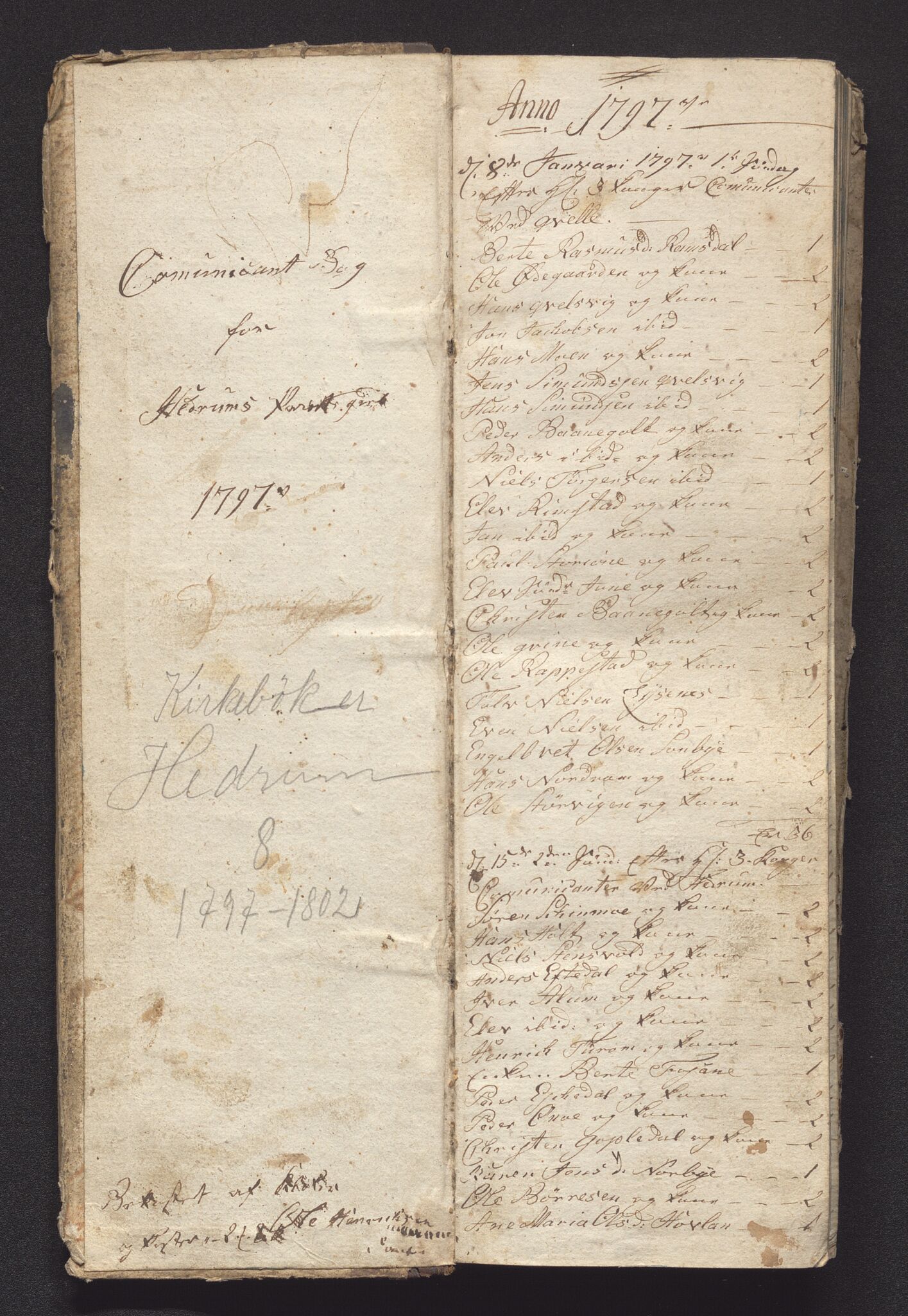 Hedrum kirkebøker, AV/SAKO-A-344/M/Ma/L0002: Kommunikantprotokoll nr. 2, 1797-1802