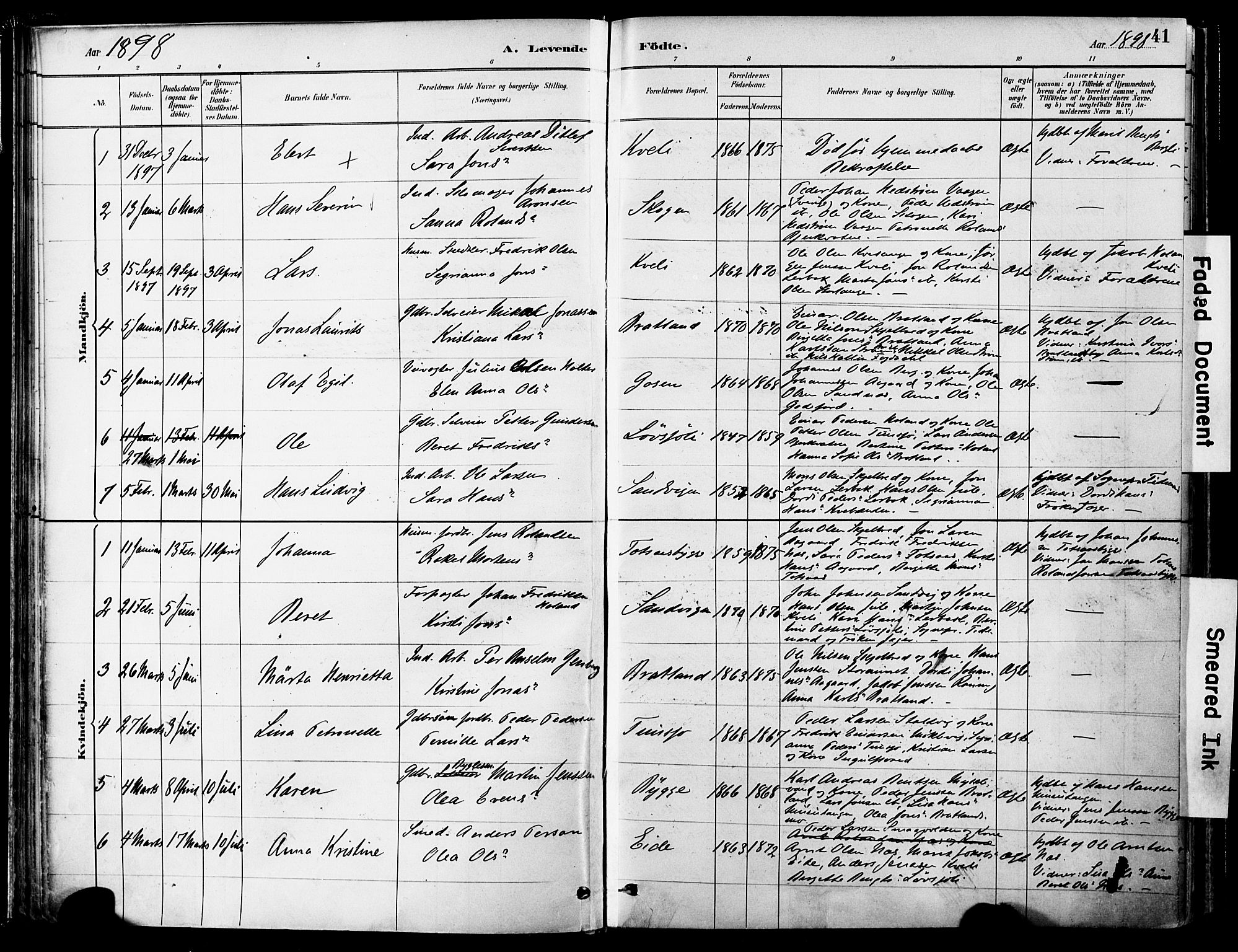 Ministerialprotokoller, klokkerbøker og fødselsregistre - Nord-Trøndelag, SAT/A-1458/755/L0494: Ministerialbok nr. 755A03, 1882-1902, s. 41