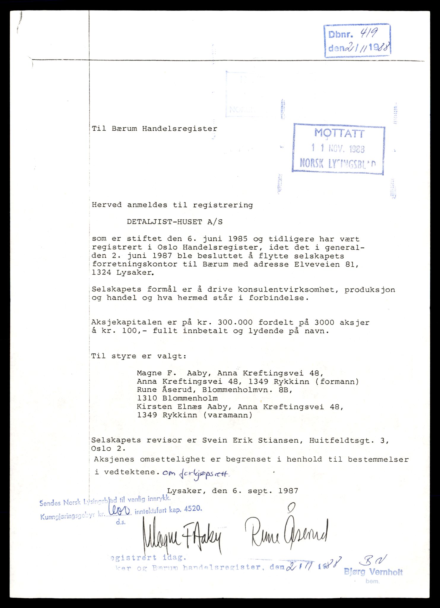 Asker og Bærum tingrett, AV/SAT-A-10379/K/Kb/Kbb/L0068: Aksjeselskap og andelslag i Bærum, Det - Do, 1947-1991, s. 1
