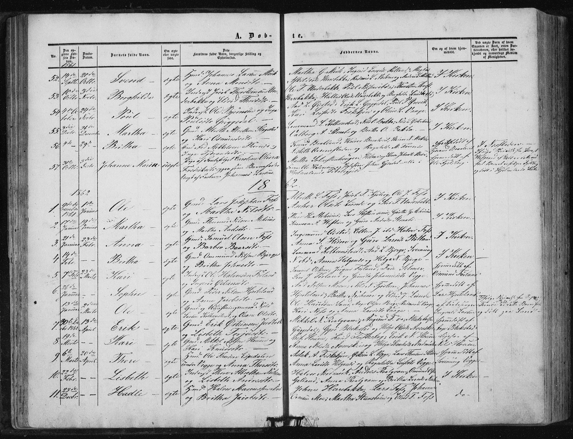 Suldal sokneprestkontor, AV/SAST-A-101845/01/IV/L0009: Ministerialbok nr. A 9, 1854-1868