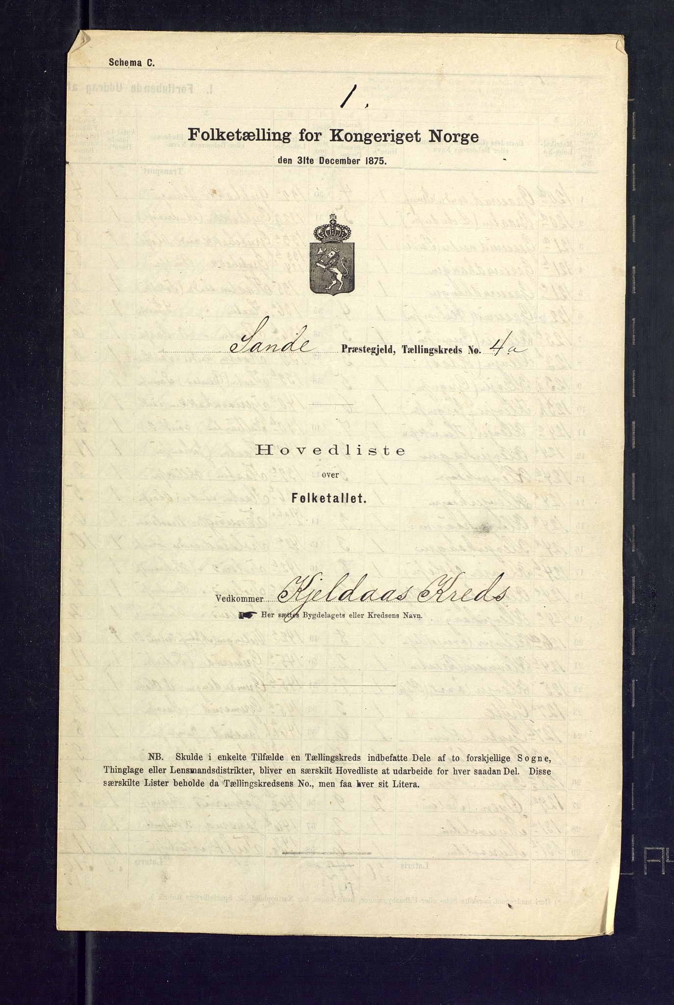SAKO, Folketelling 1875 for 0713P Sande prestegjeld, 1875, s. 20