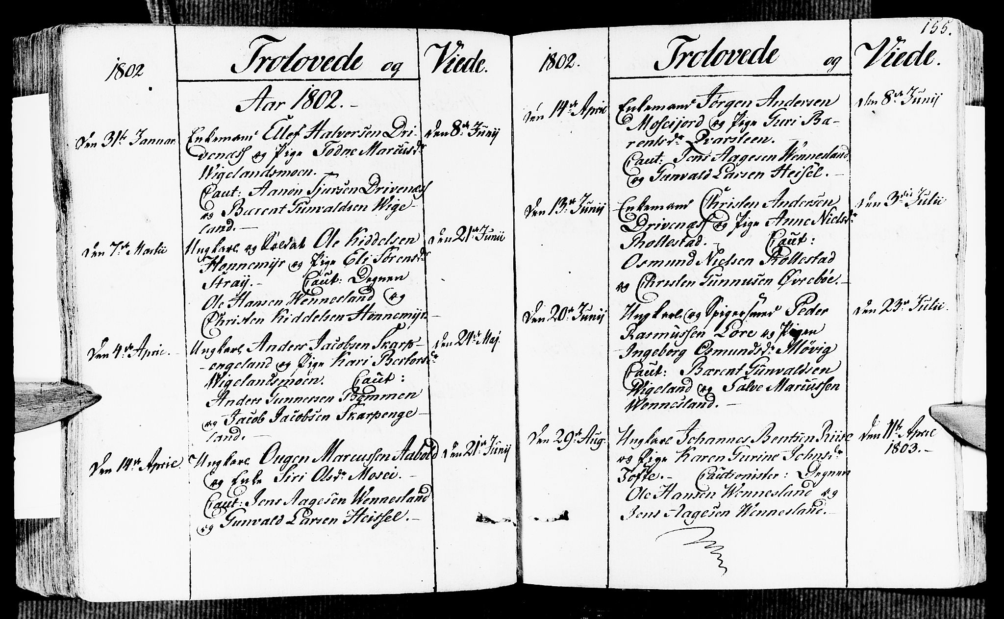 Vennesla sokneprestkontor, SAK/1111-0045/Fa/Fab/L0002: Ministerialbok nr. A 2, 1794-1834, s. 155